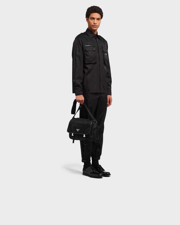 Re-Nylon and Saffiano leather shoulder bag - Black Re-Nylon and Saffiano leather shoulder bag - Black