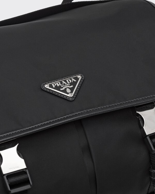 Re-Nylon and Saffiano leather shoulder bag - Black Re-Nylon and Saffiano leather shoulder bag - Black