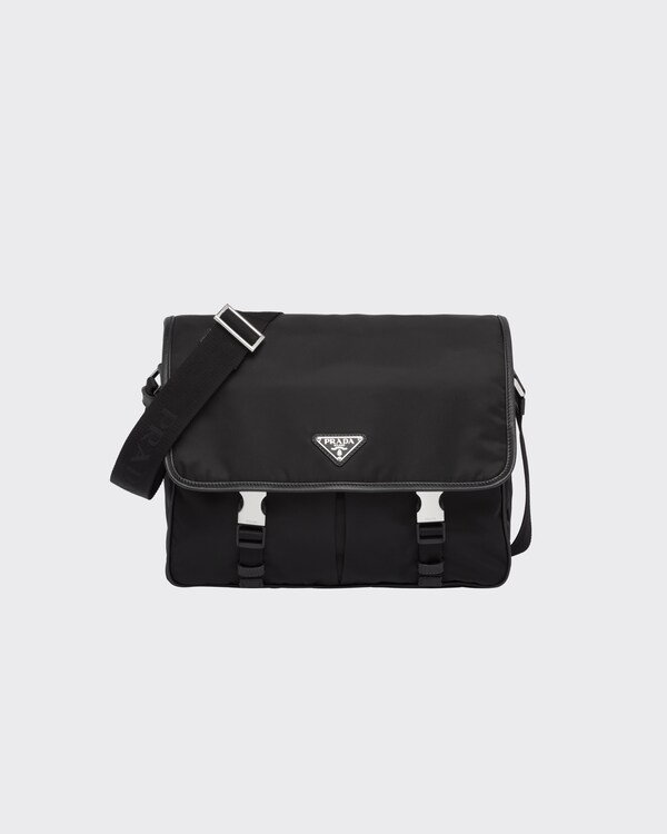 Re-Nylon and Saffiano leather shoulder bag - Black Re-Nylon and Saffiano leather shoulder bag - Black