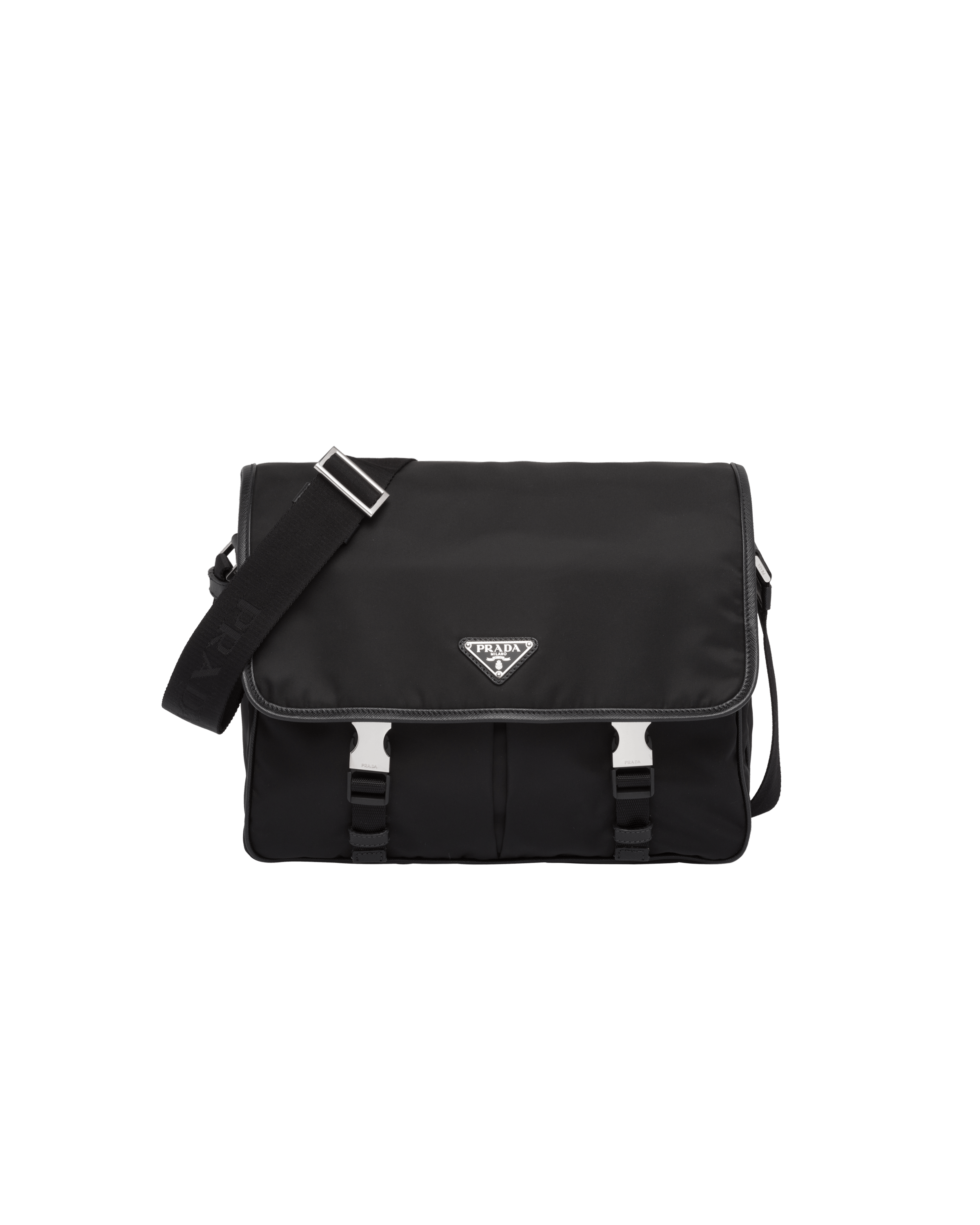 Prada Re nylon And Saffiano Leather Shoulder Bag In Black ModeSens