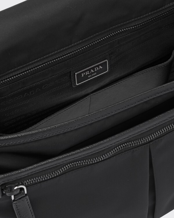 Re-Nylon and Saffiano leather shoulder bag - Black Re-Nylon and Saffiano leather shoulder bag - Black