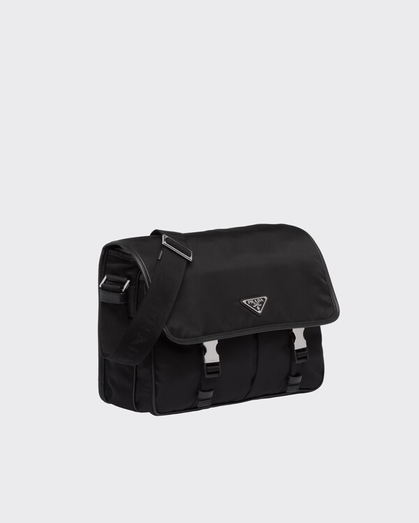 Re-Nylon and Saffiano leather shoulder bag - Black Re-Nylon and Saffiano leather shoulder bag - Black