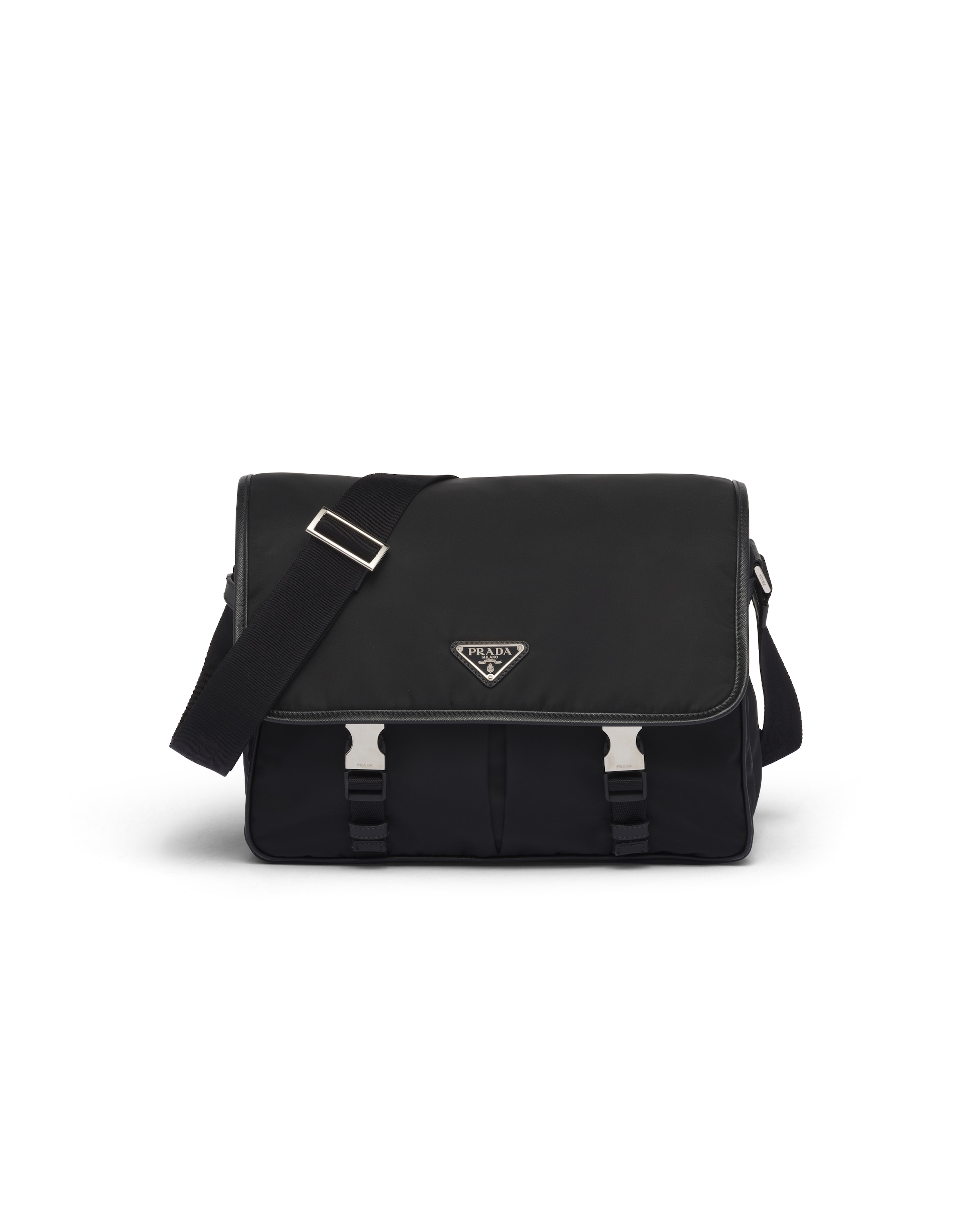 Prada Borsa A Spalla In Re-nylon E Saffiano, Uomo, Nero