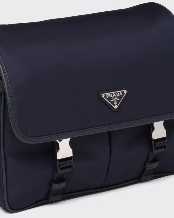 Re-Nylon and Saffiano leather shoulder bag - Navy Re-Nylon and Saffiano leather shoulder bag - Navy