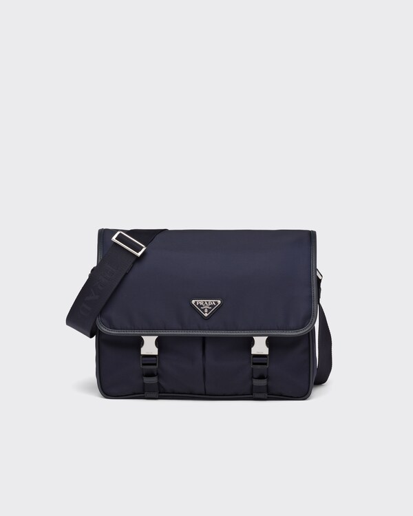 Re-Nylon and Saffiano leather shoulder bag - Navy Re-Nylon and Saffiano leather shoulder bag - Navy