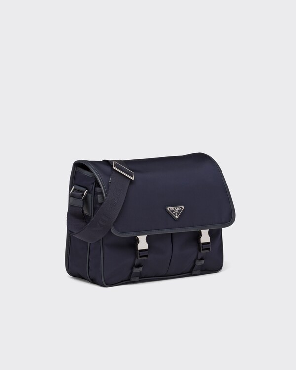 Re-Nylon and Saffiano leather shoulder bag - Navy Re-Nylon and Saffiano leather shoulder bag - Navy