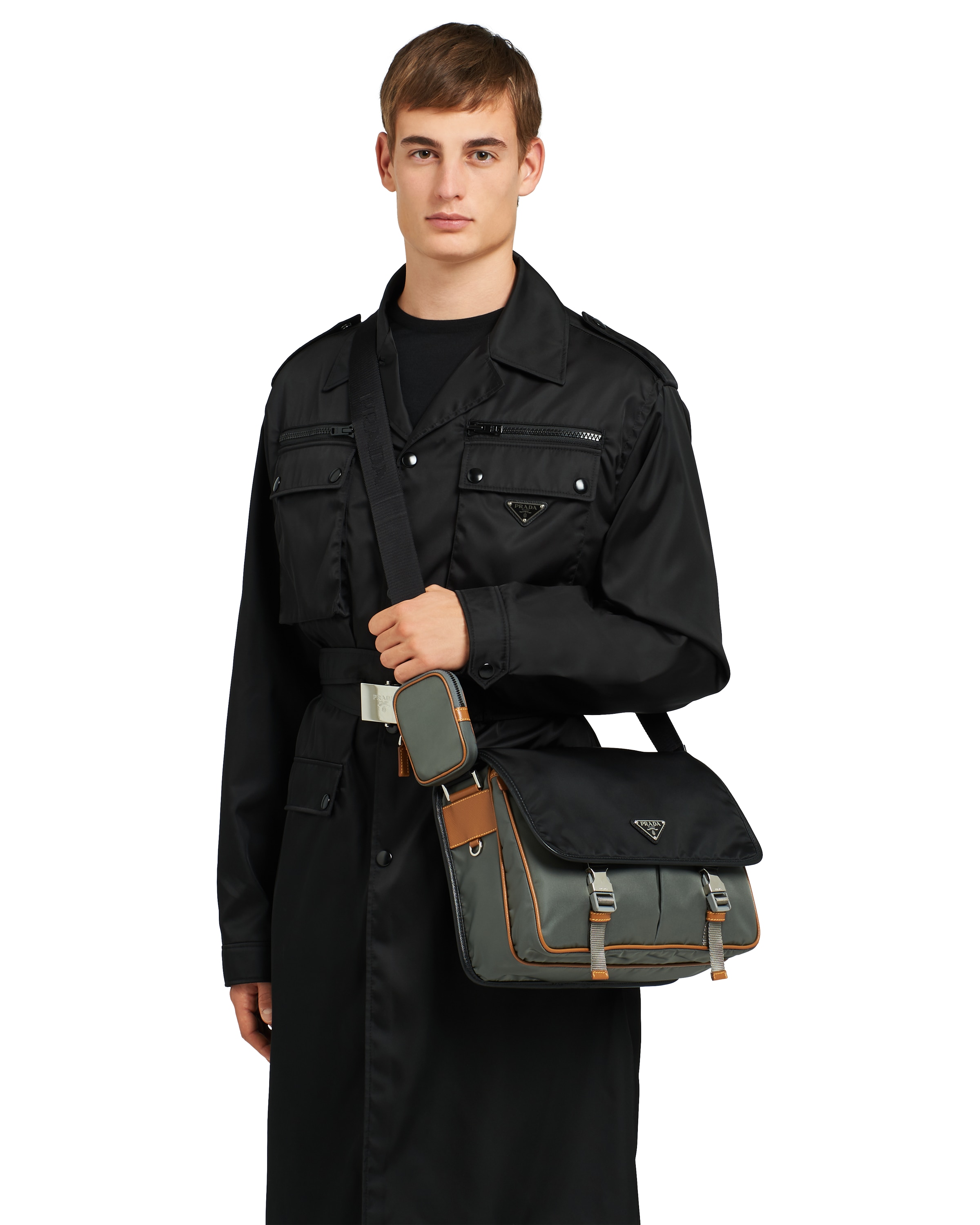 Marble Gray/black Nylon CrossBody Bag Prada