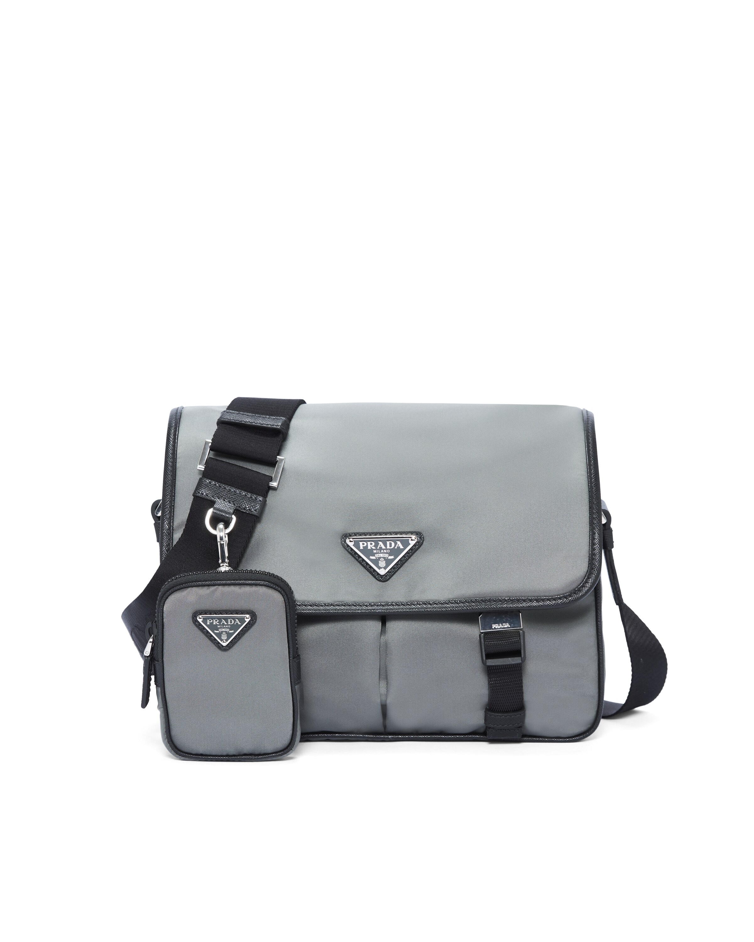Slate Gray/black Nylon shoulder bag Prada