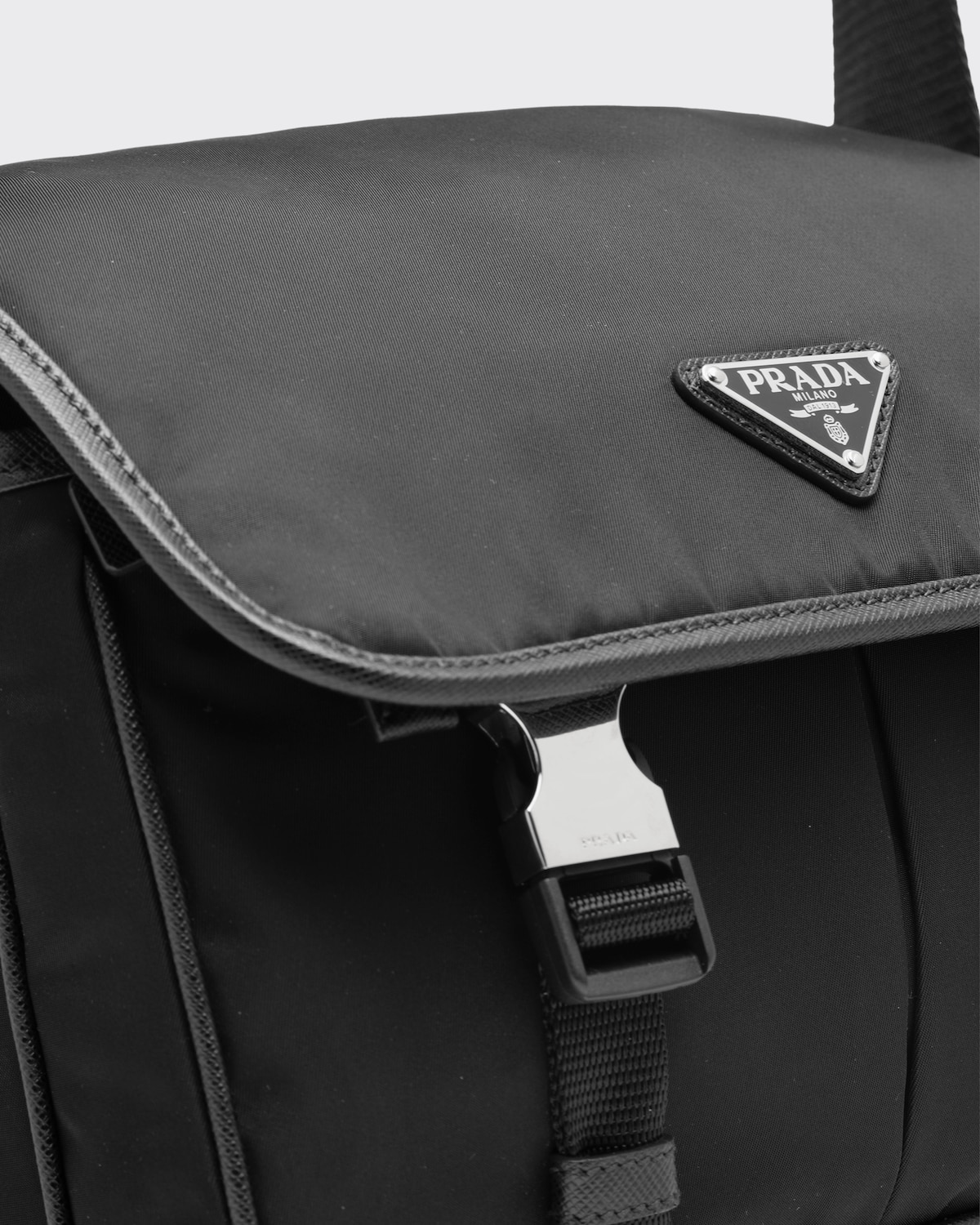 Black Renylon And Saffiano Leather Shoulder Bag PRADA