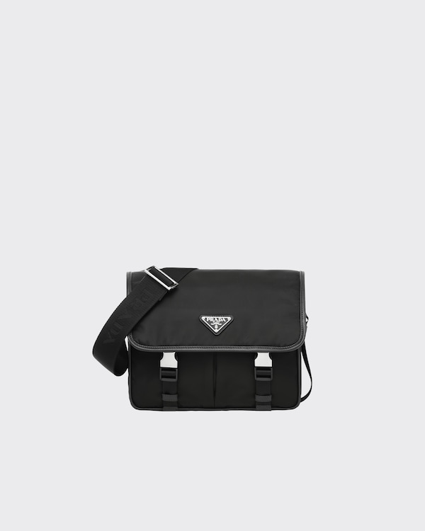 Re-Nylon and Saffiano leather shoulder bag - Black Re-Nylon and Saffiano leather shoulder bag - Black