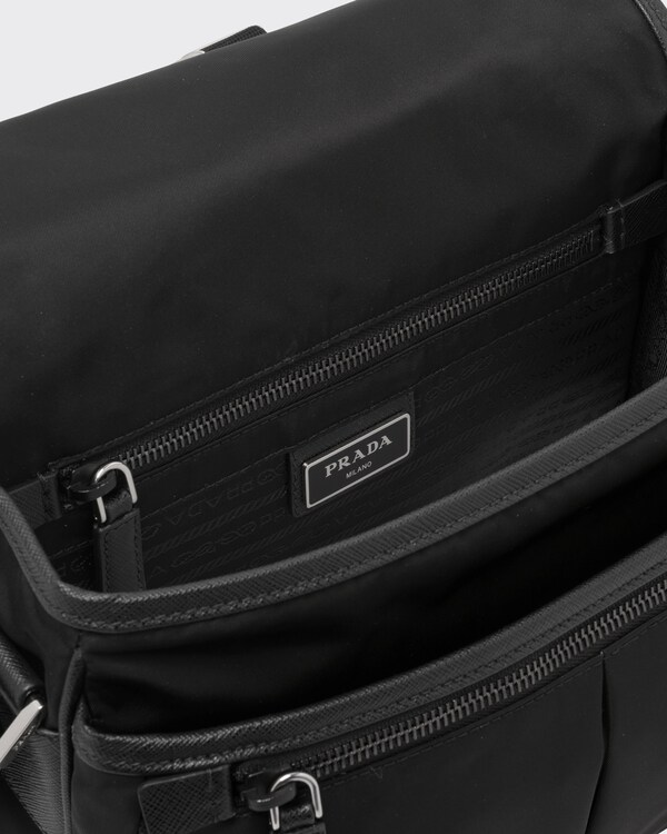 Re-Nylon and Saffiano leather shoulder bag - Black Re-Nylon and Saffiano leather shoulder bag - Black