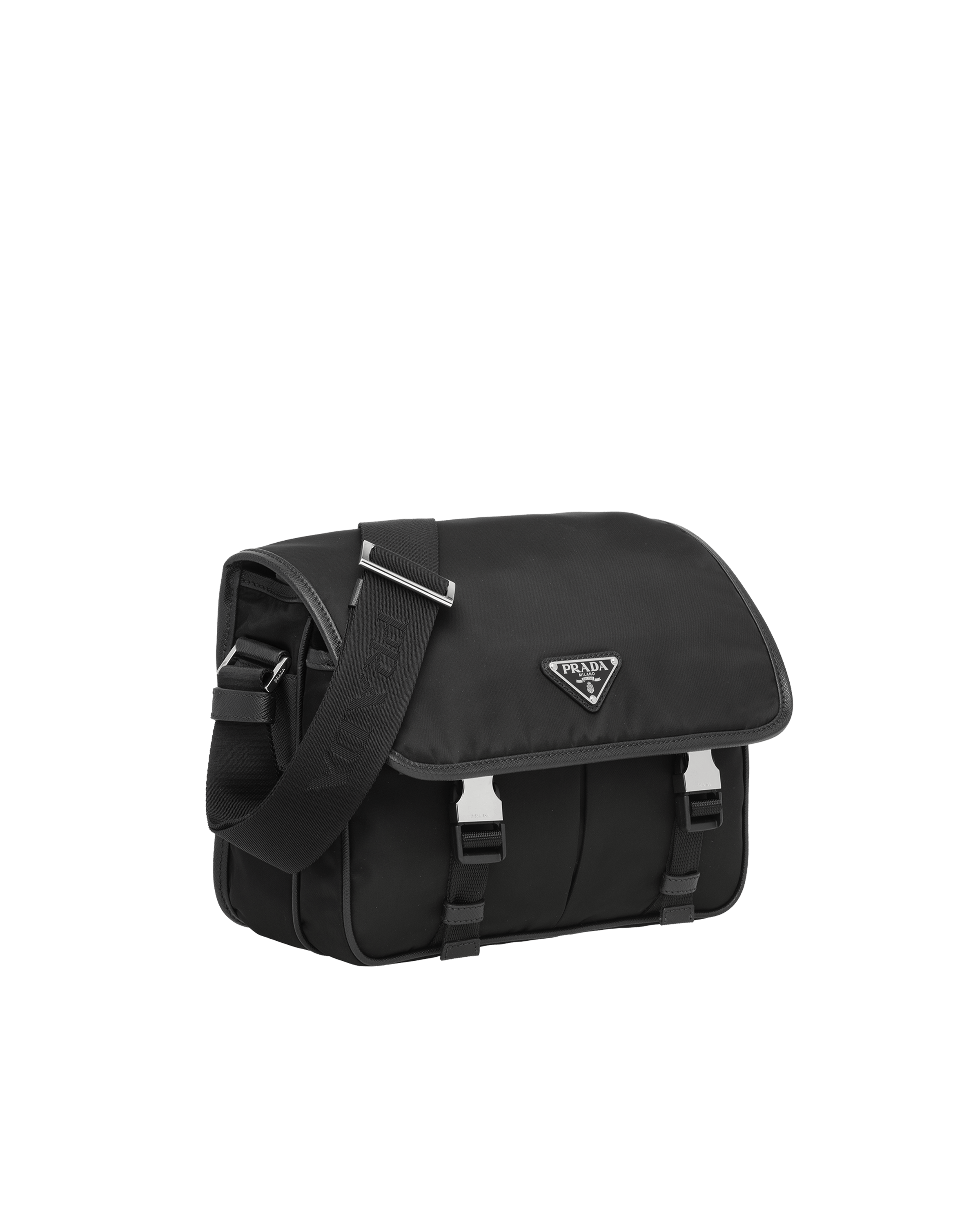 ★PRADA★ Re-Nylon and Saffiano Shoulder Bag Black 2VH1722DM Black Re-Nylon and Saffiano leather shoulder bag | PRADA