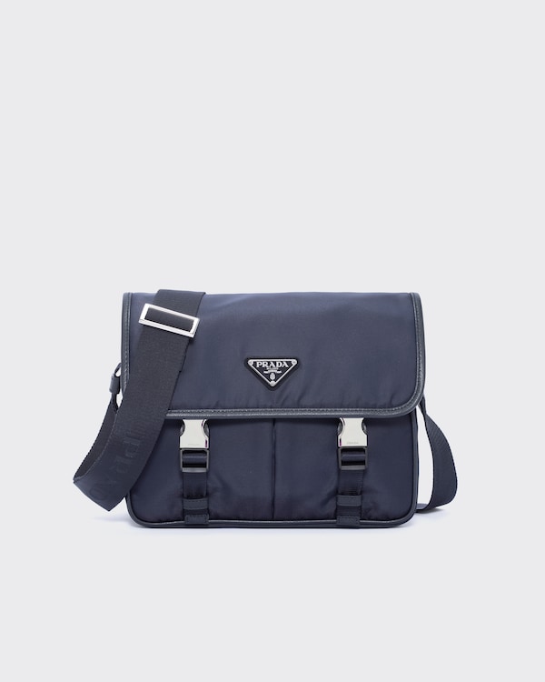 Re-Nylon和Saffiano皮革单肩包 - 蓝色 Re-Nylon和Saffiano皮革单肩包 - 蓝色