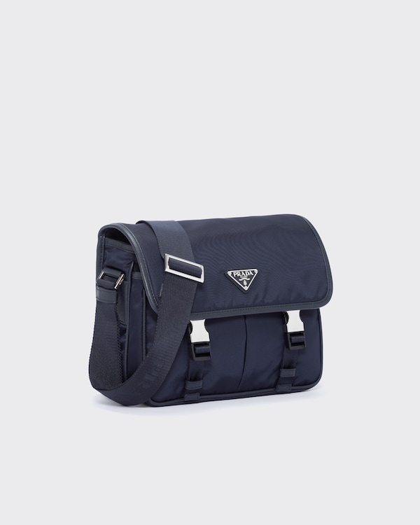 Re-Nylon和Saffiano皮革单肩包 - 蓝色 Re-Nylon和Saffiano皮革单肩包 - 蓝色