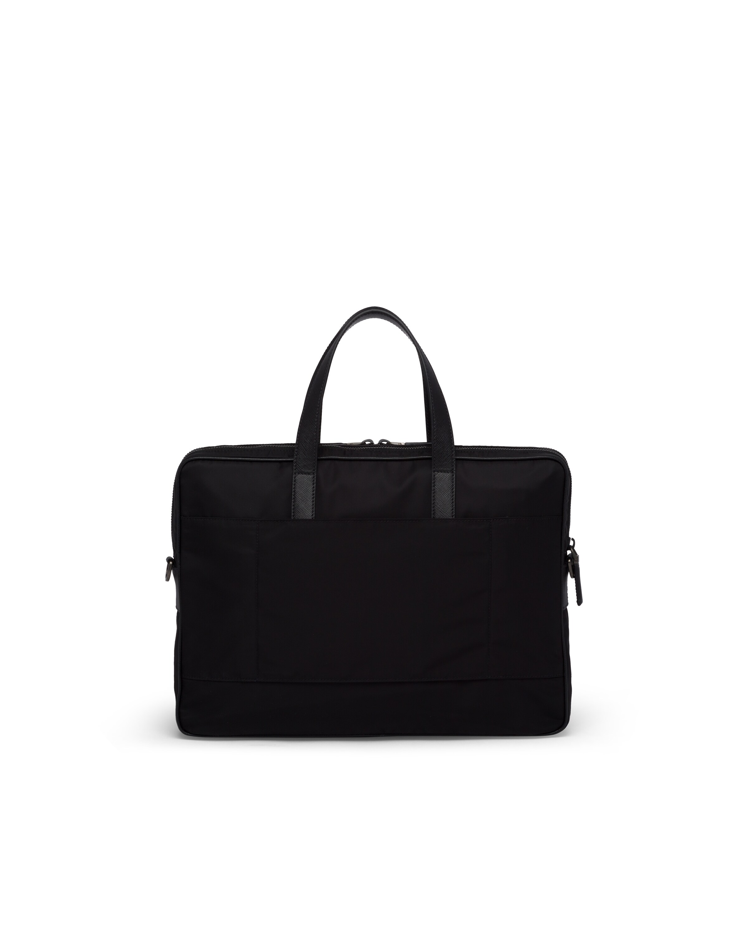 ReNylon and leather briefcase Prada
