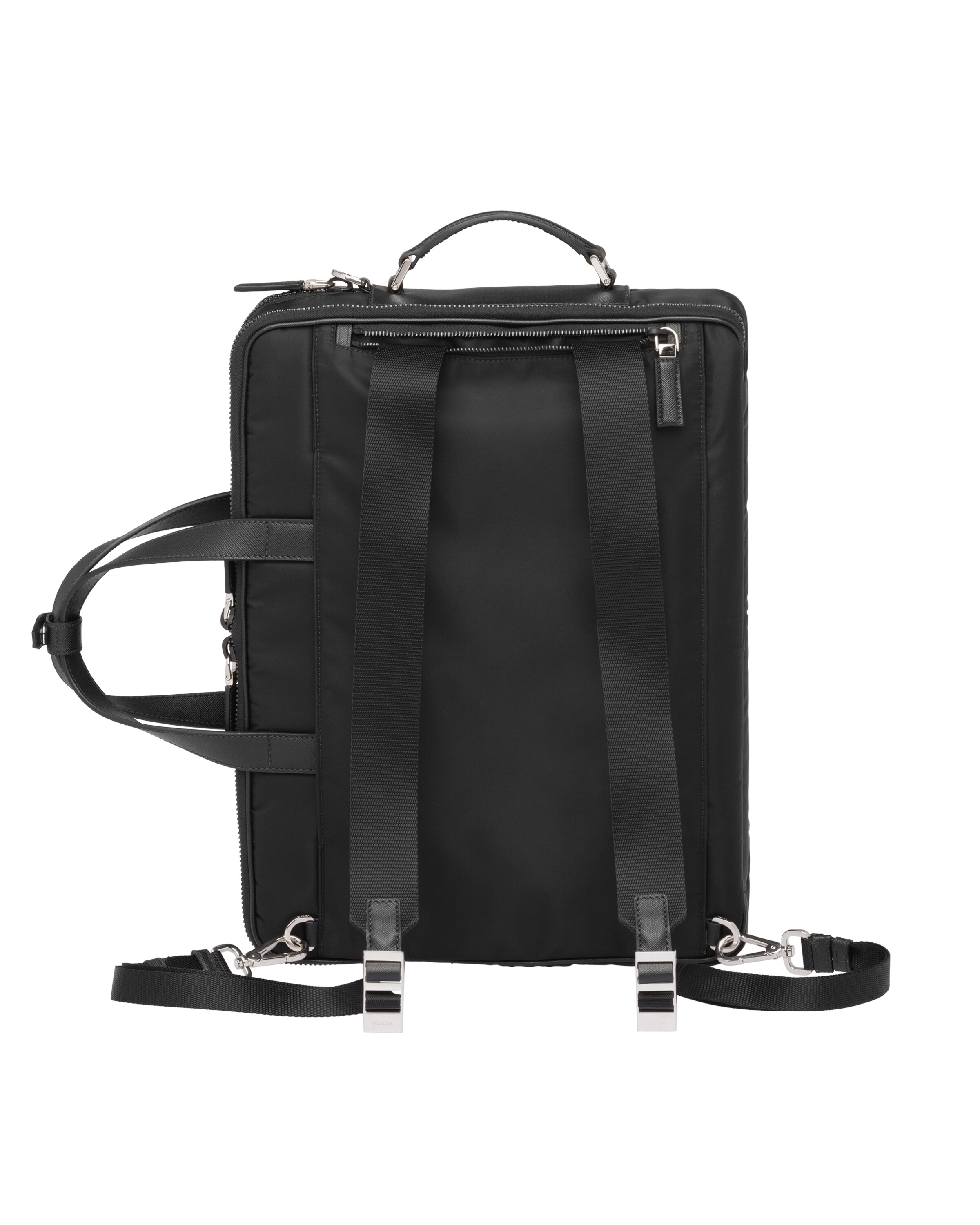 Black Nylon and Saffiano Leather Work Bag Prada