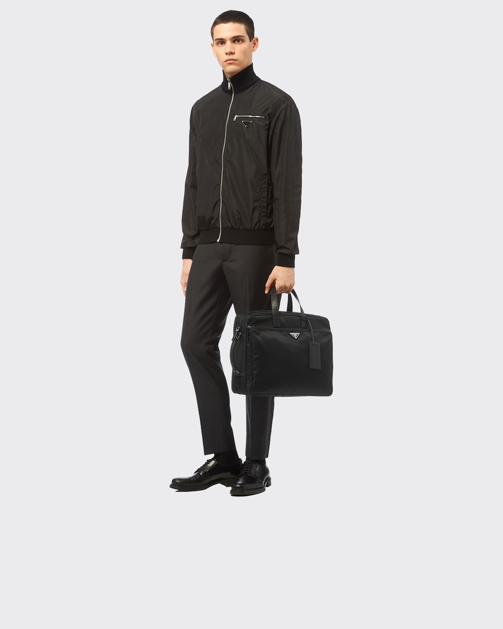 grey leather briefcase