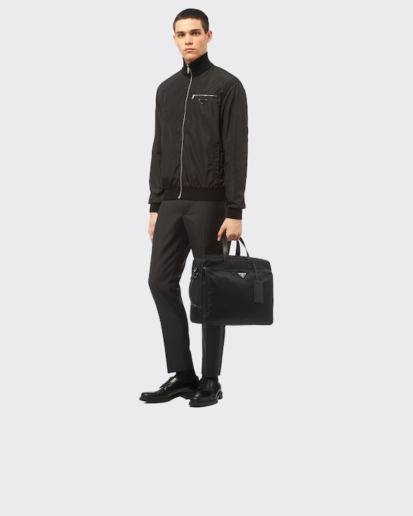 리나일론 및 사피아노 가죽 가죽 브리프케이스 - 블랙 리나일론 및 사피아노 가죽 가죽 브리프케이스 - 블랙