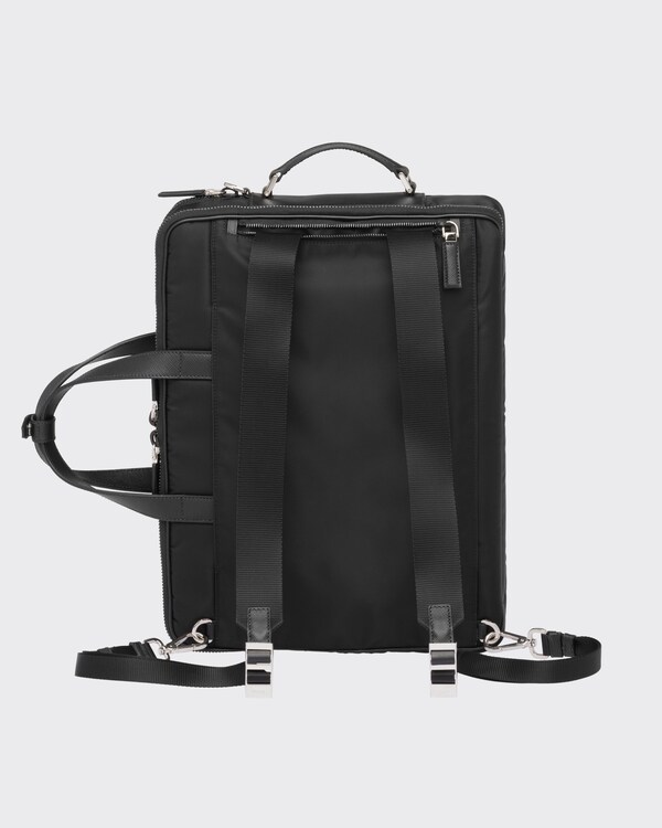 리나일론 및 사피아노 가죽 가죽 브리프케이스 - 블랙 리나일론 및 사피아노 가죽 가죽 브리프케이스 - 블랙