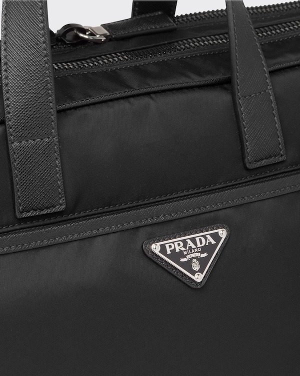 리나일론 및 사피아노 가죽 가죽 브리프케이스 - 블랙 리나일론 및 사피아노 가죽 가죽 브리프케이스 - 블랙