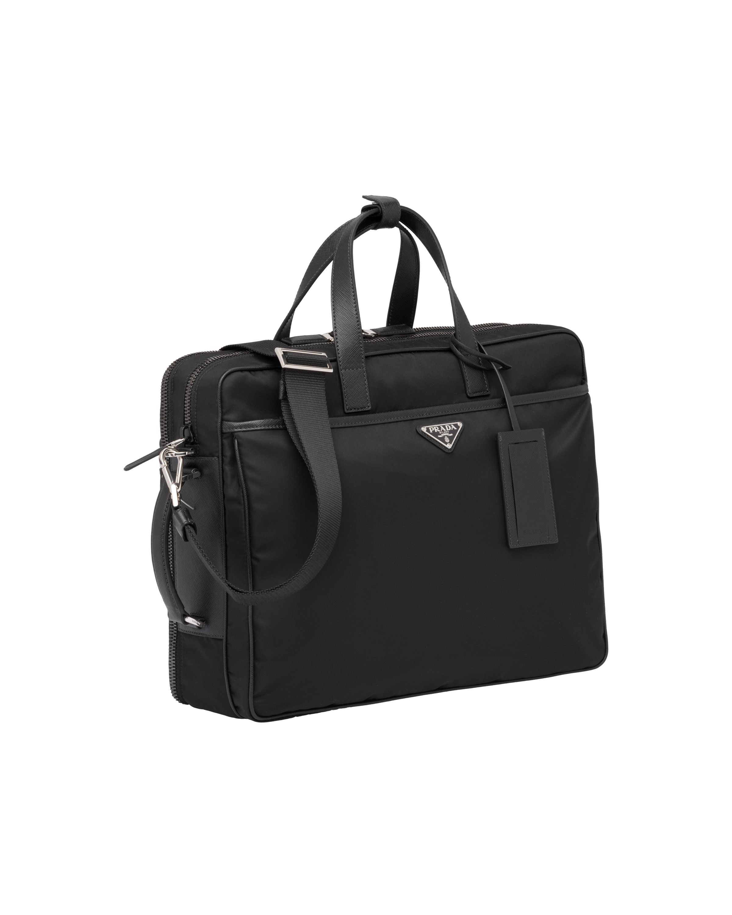Re-Nylon and Saffiano leather briefcase