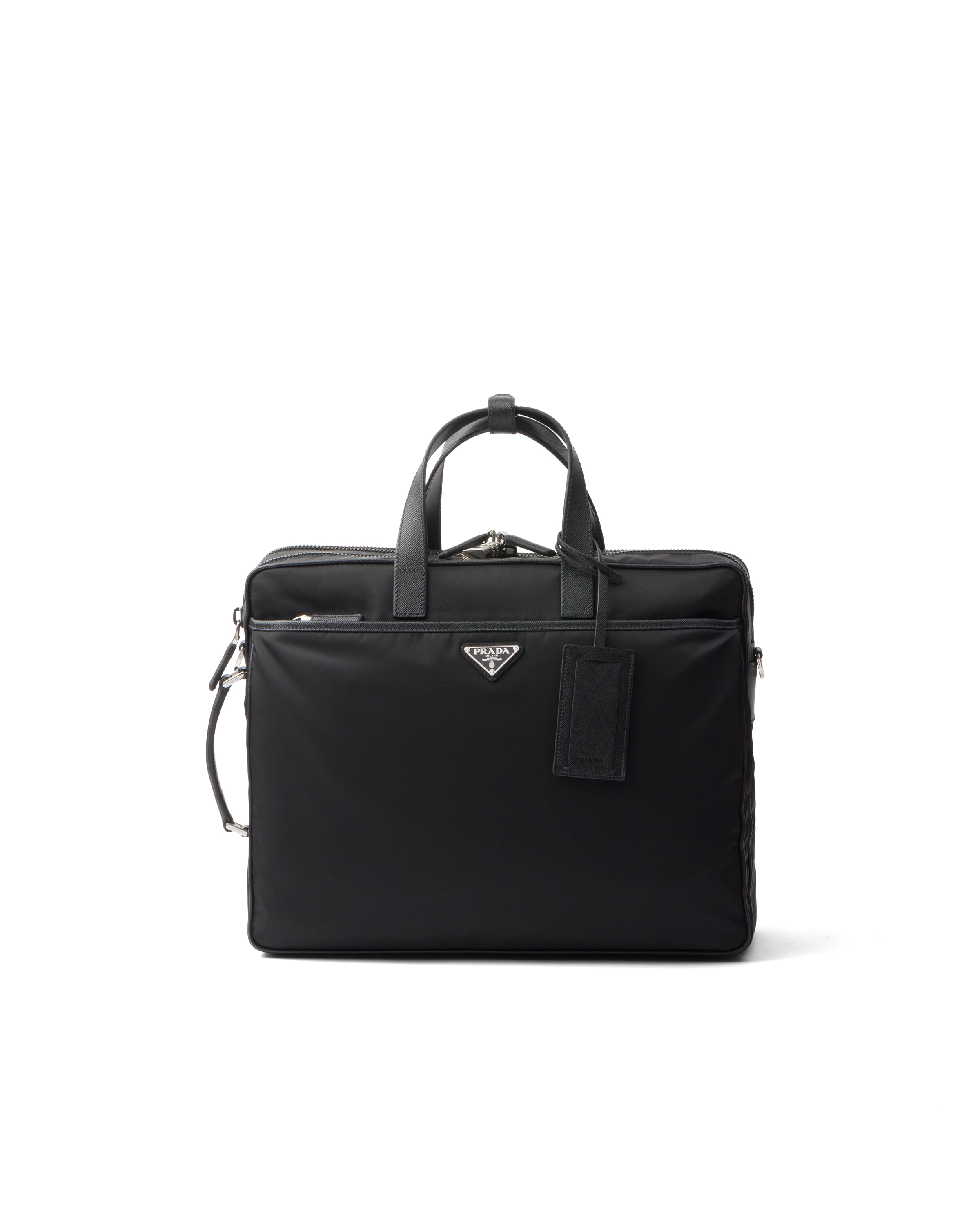 Prada Maletín De Re-nylon Y Piel Saffiano, Hombre, Negro