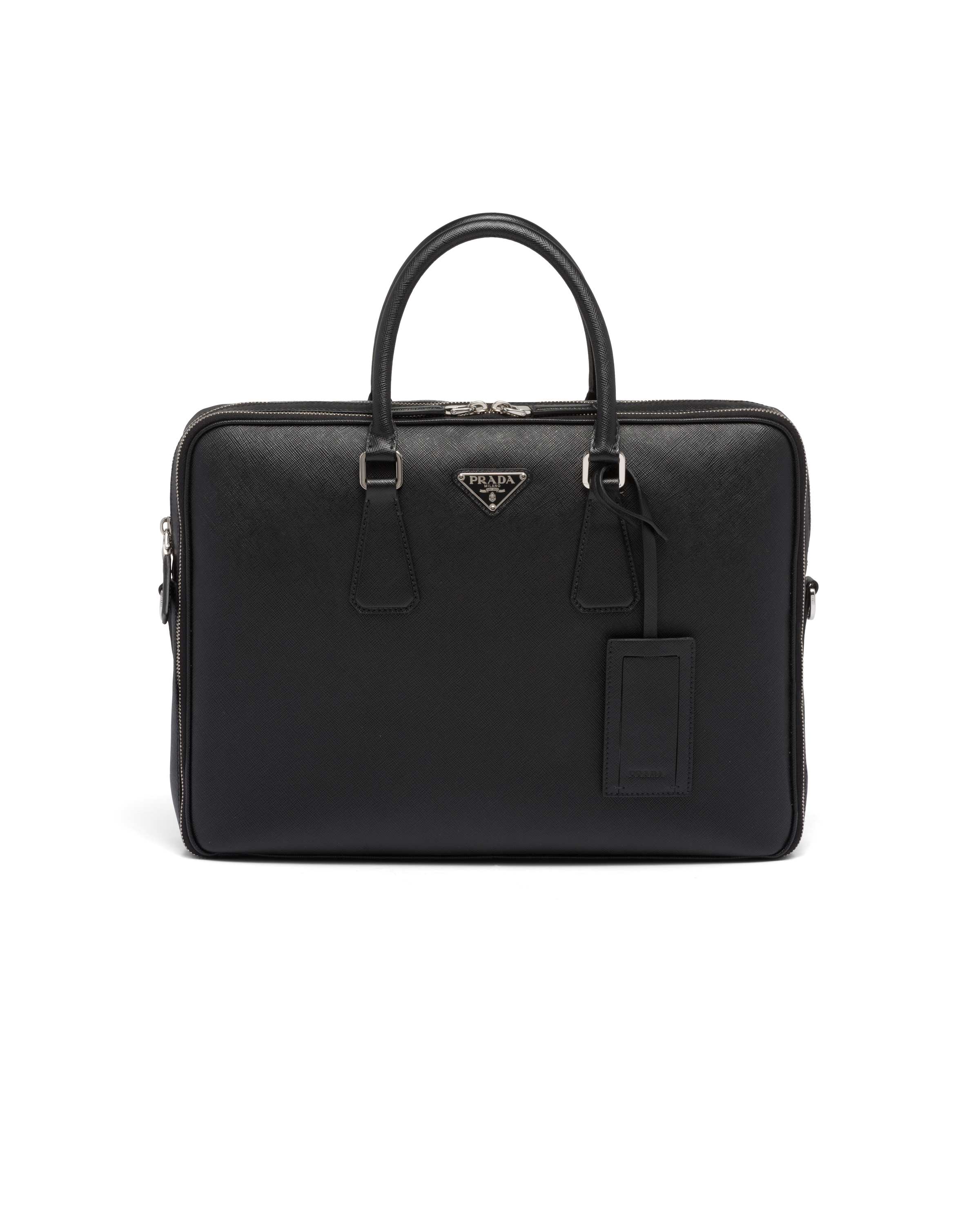 Prada Saffiano Leather Briefcase In Black