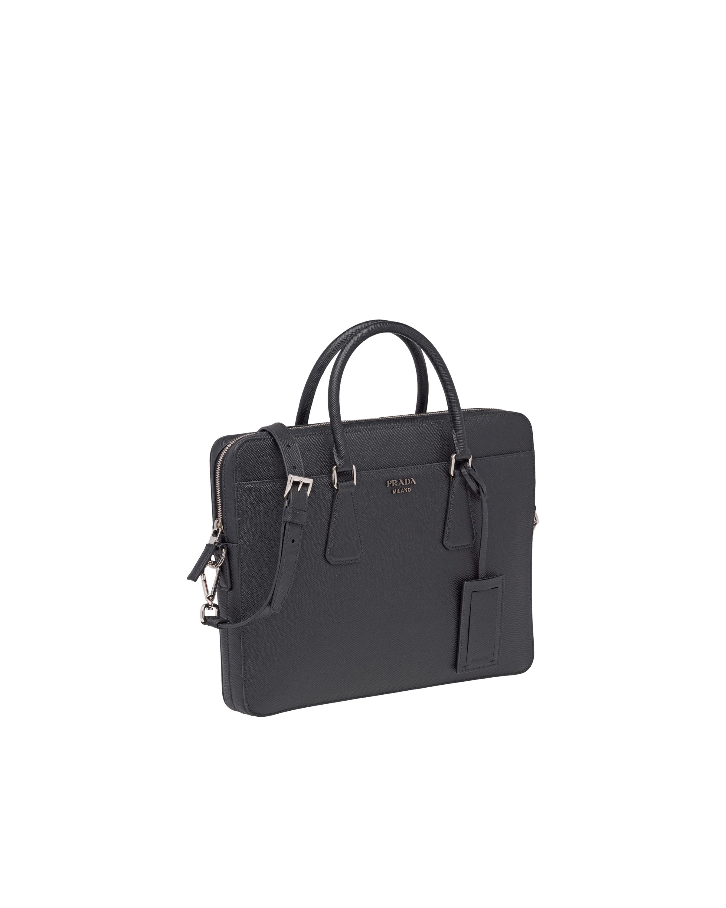 Black Saffiano Leather Briefcase Prada