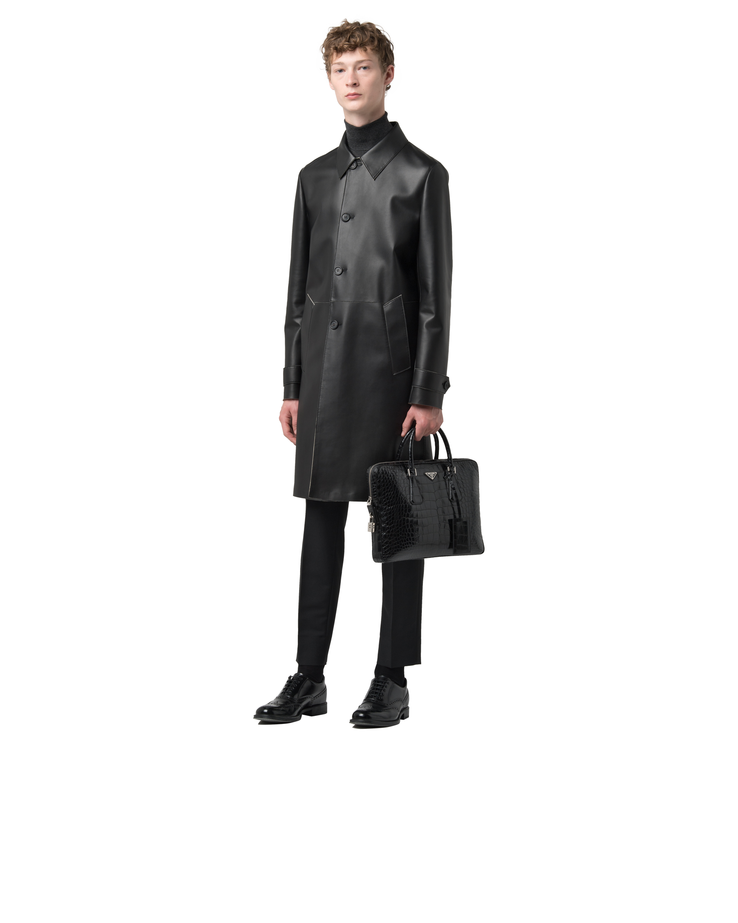 ブラック クロコダイルレザー ブリーフケース Prada ブラック クロコダイルレザー ブリーフケース Prada