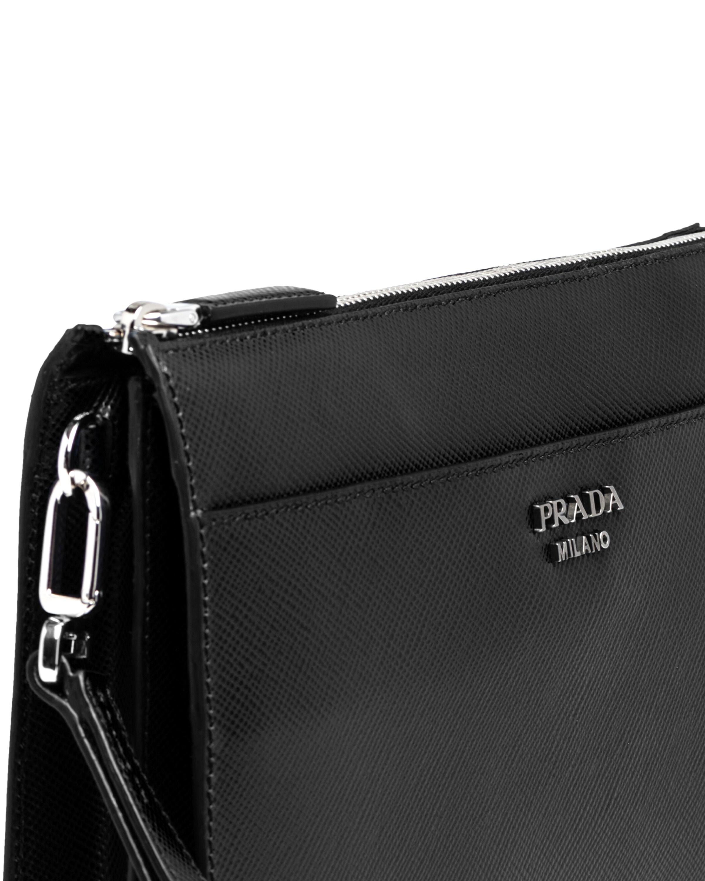 Black Saffiano Leather Clutch Prada