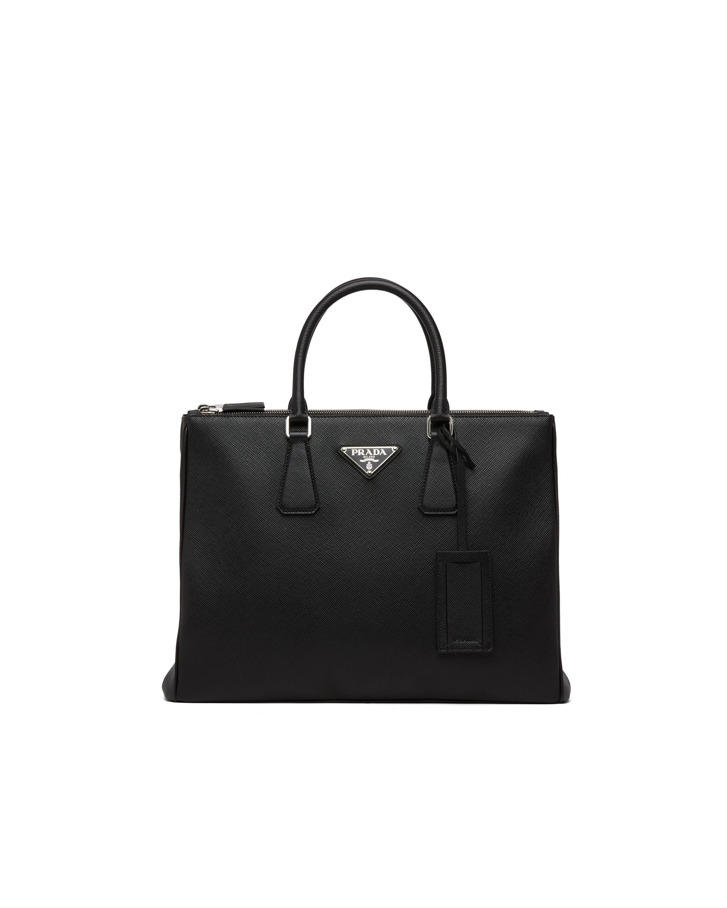 prada black leather tote bag