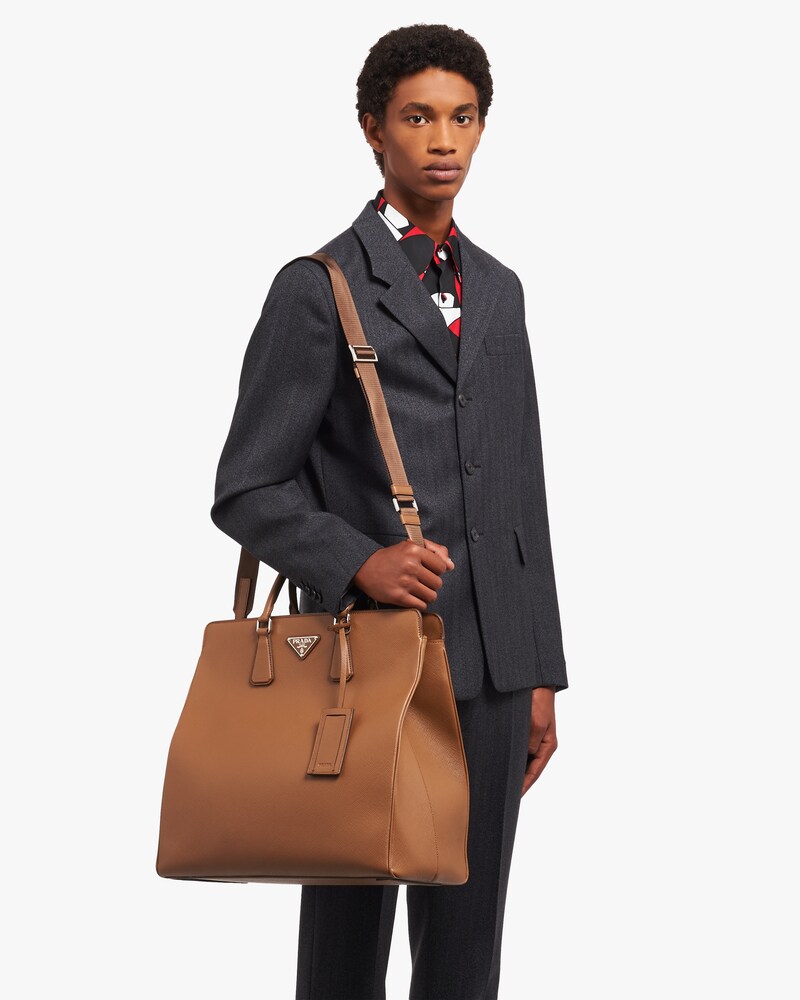 ブラウン ラージ プラダ ガレリアサフィアーノレザーバッグ Prada