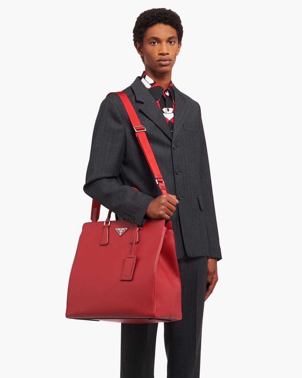 red leather prada handbag