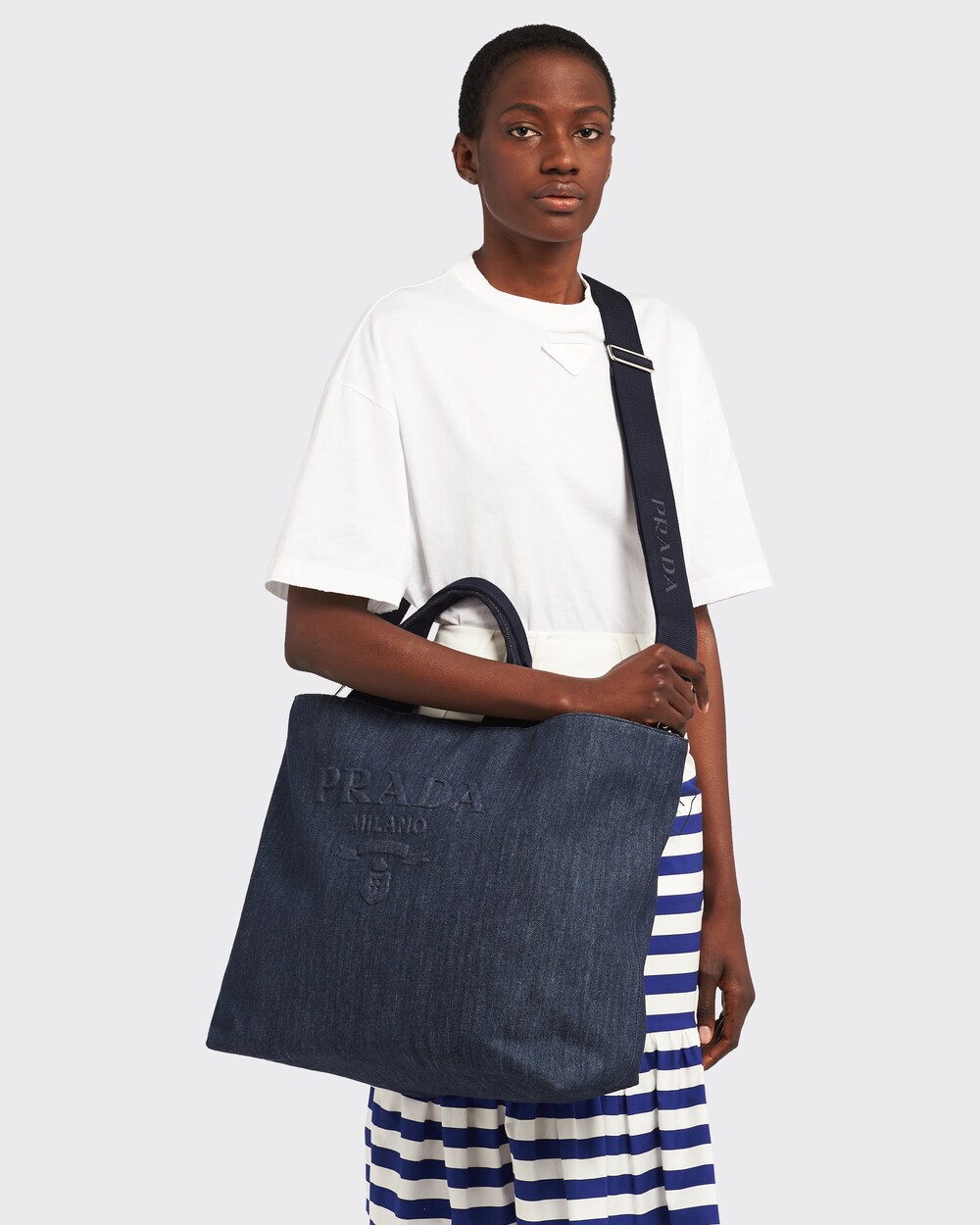 Navy Denim tote bag | Prada