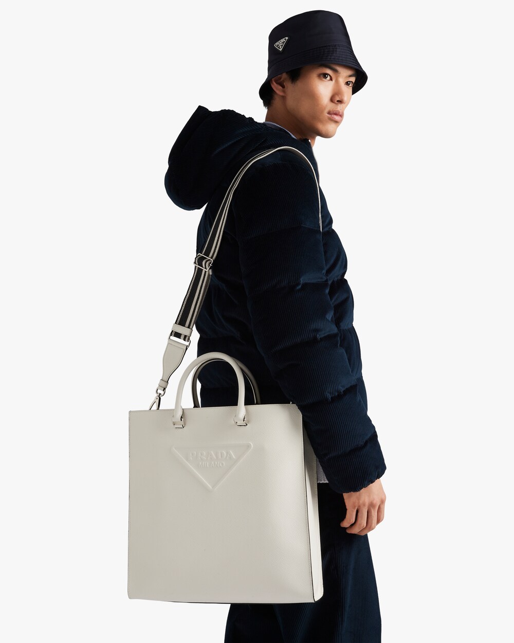 saffiano leather tote prada