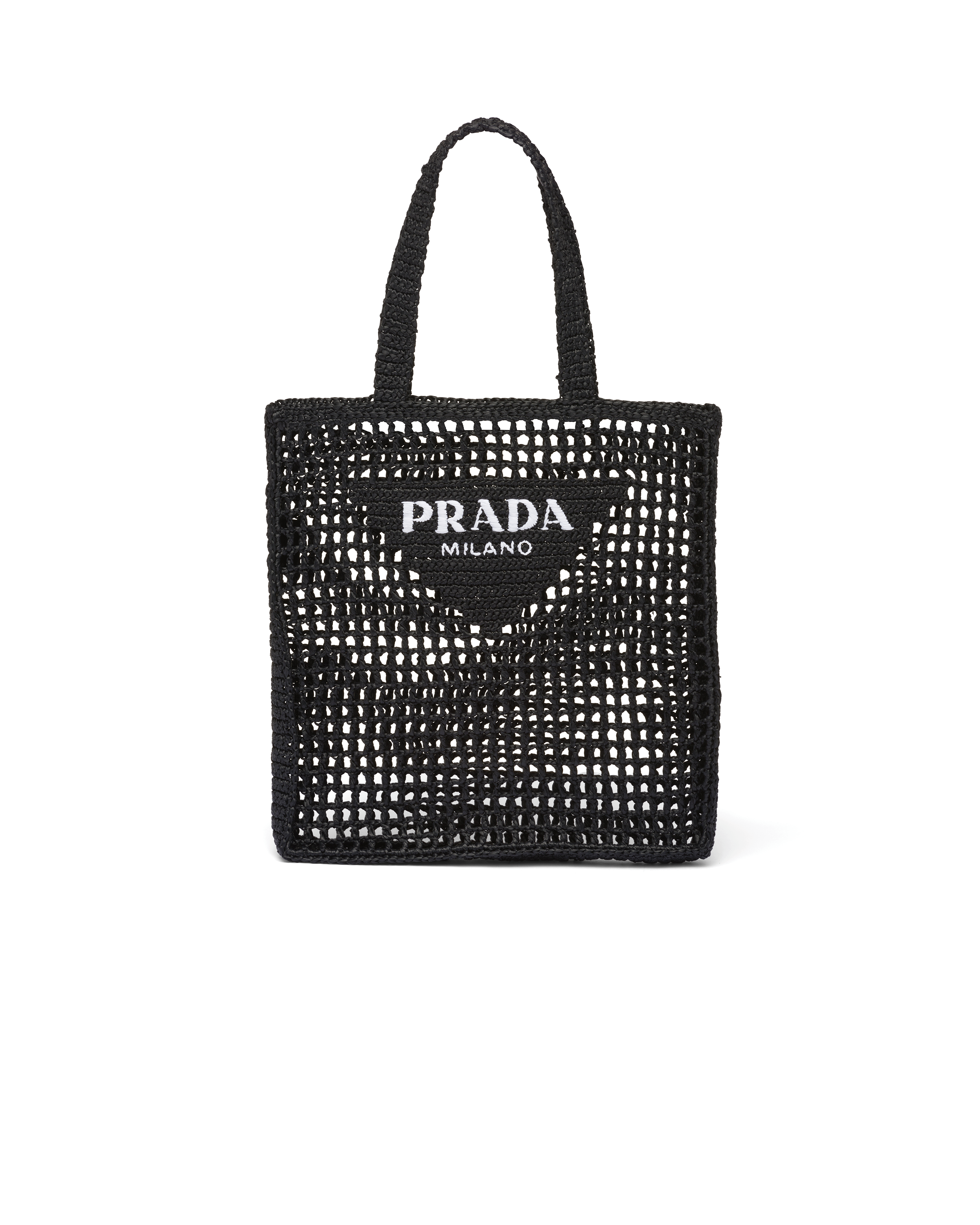 Prada Raffia Tote Bag With Logo