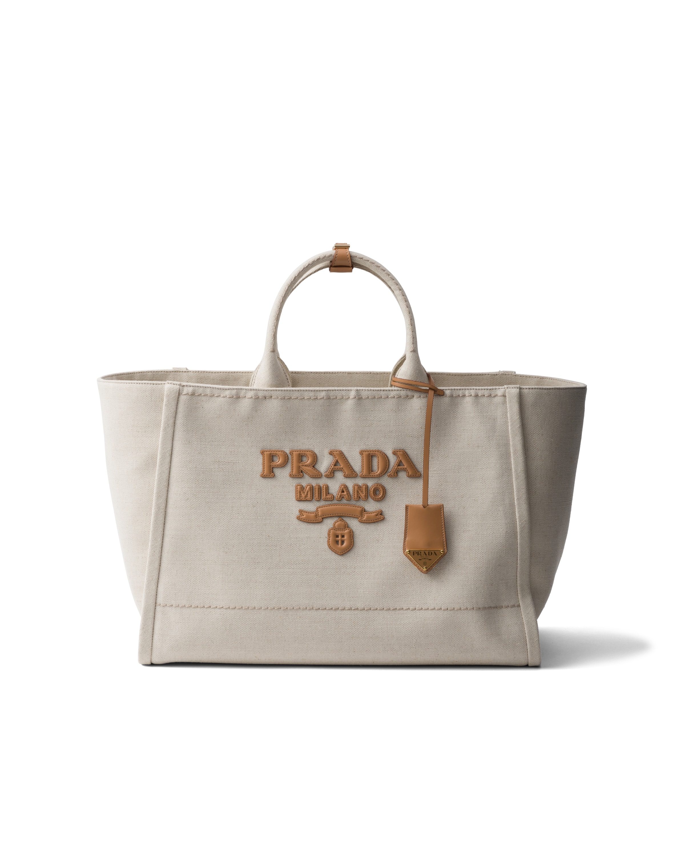 Prada Borsa Shopping In Misto Lino, Uomo, Naturale