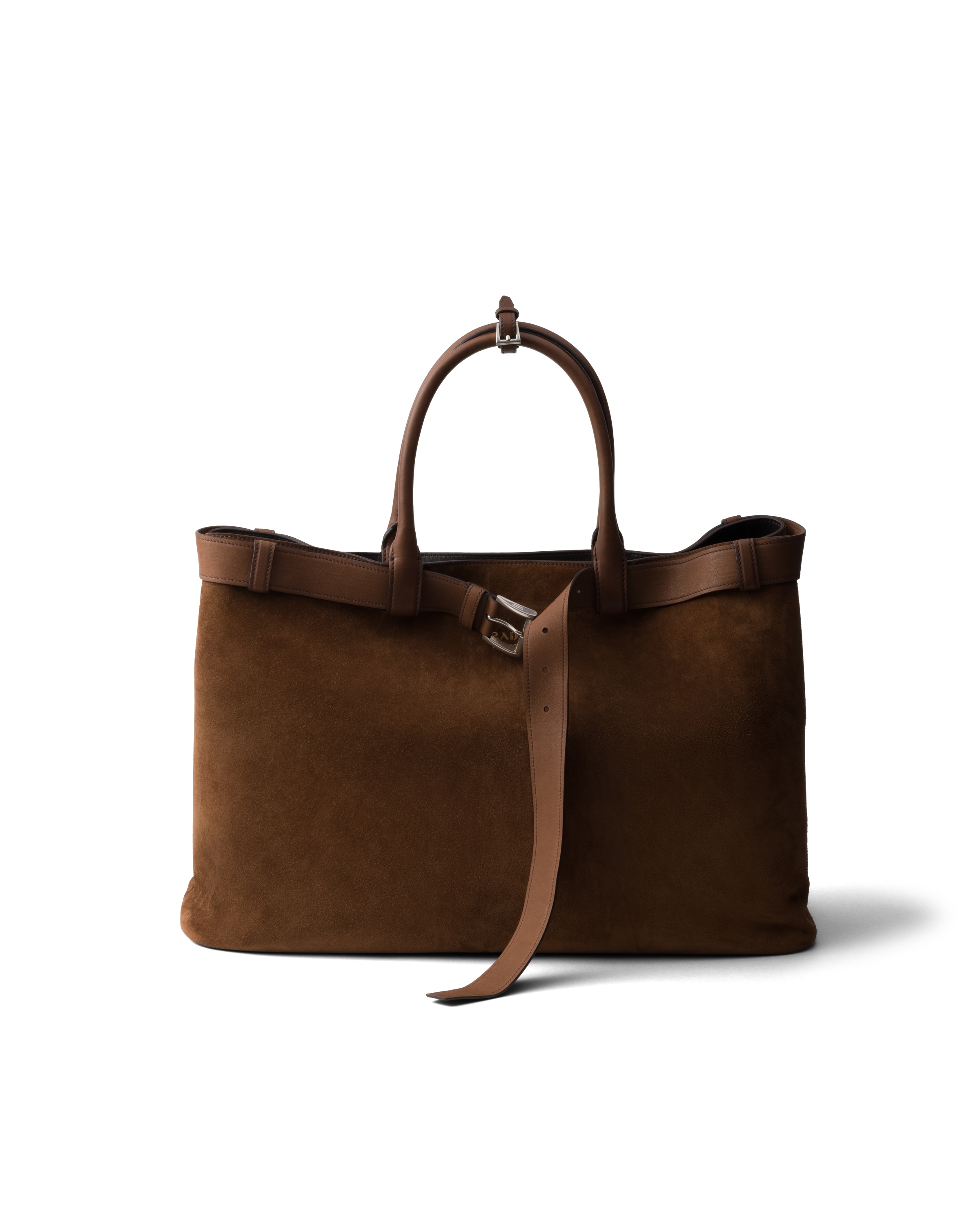Prada Buckle Tasche Aus Wildleder Mit Gürtel, Herren, Kakaobraun