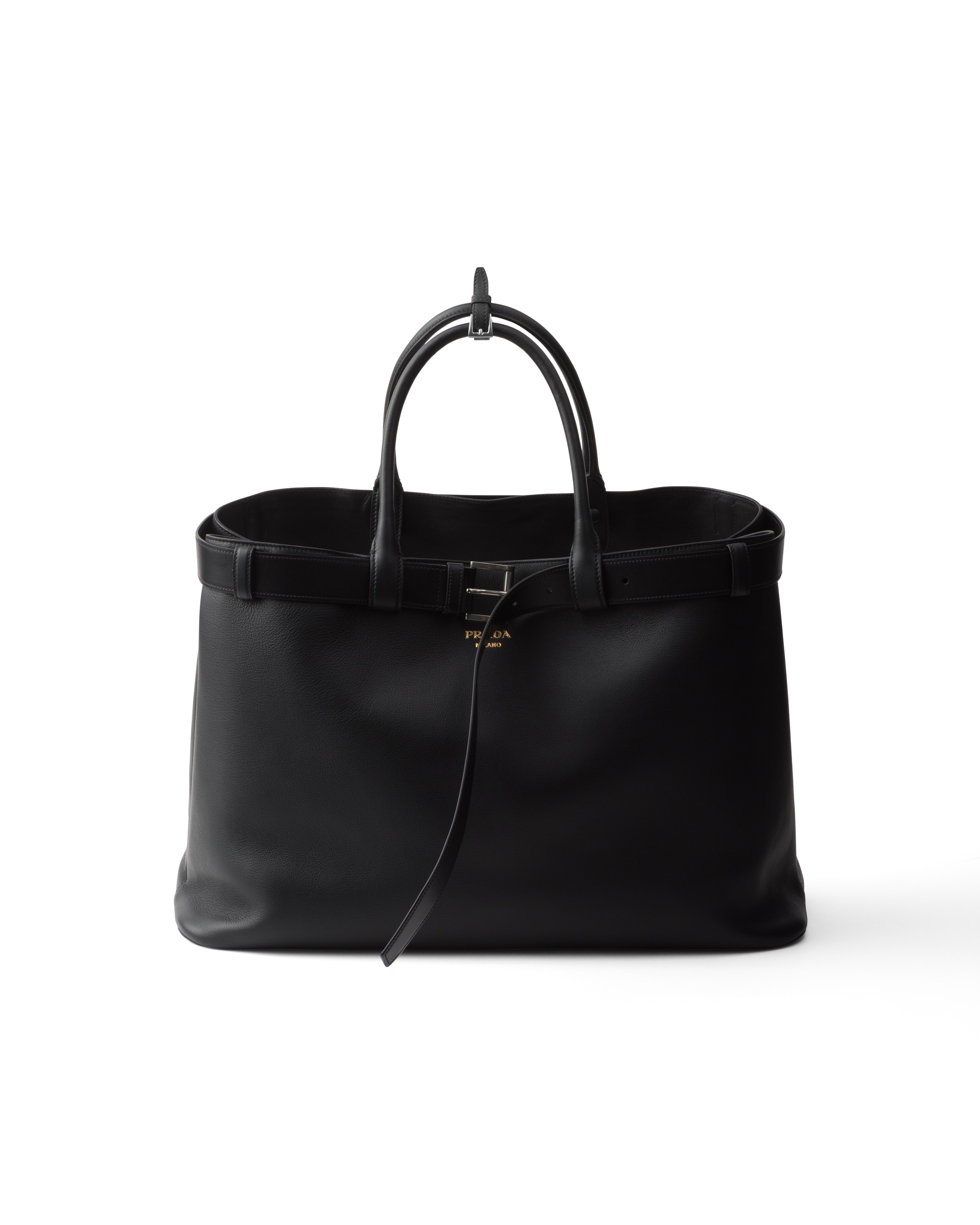 Prada Mittelgrosse Double Belt Handtasche In Black