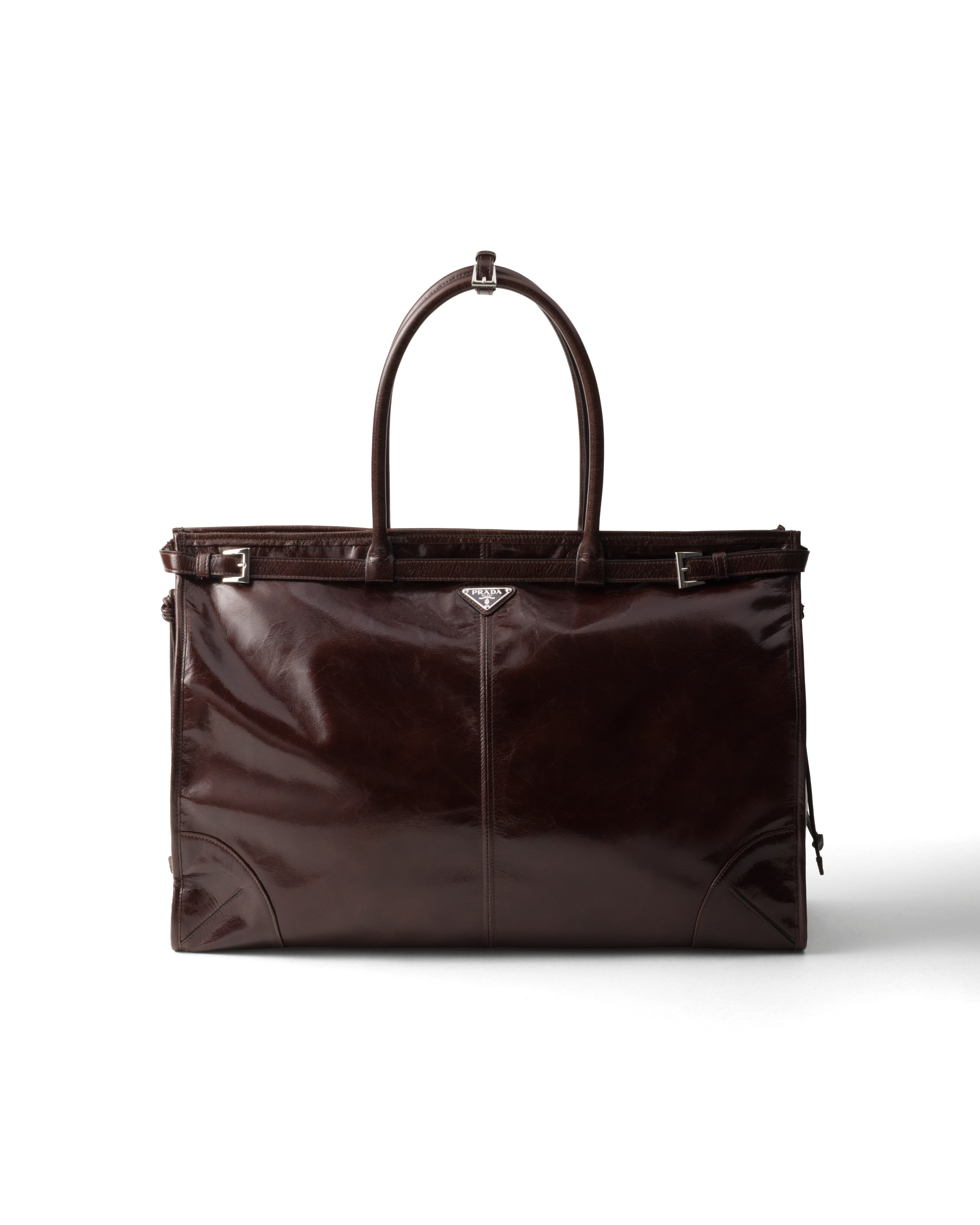 Prada Chocolate Leather Large Shopping Bag In Dunkelbraun