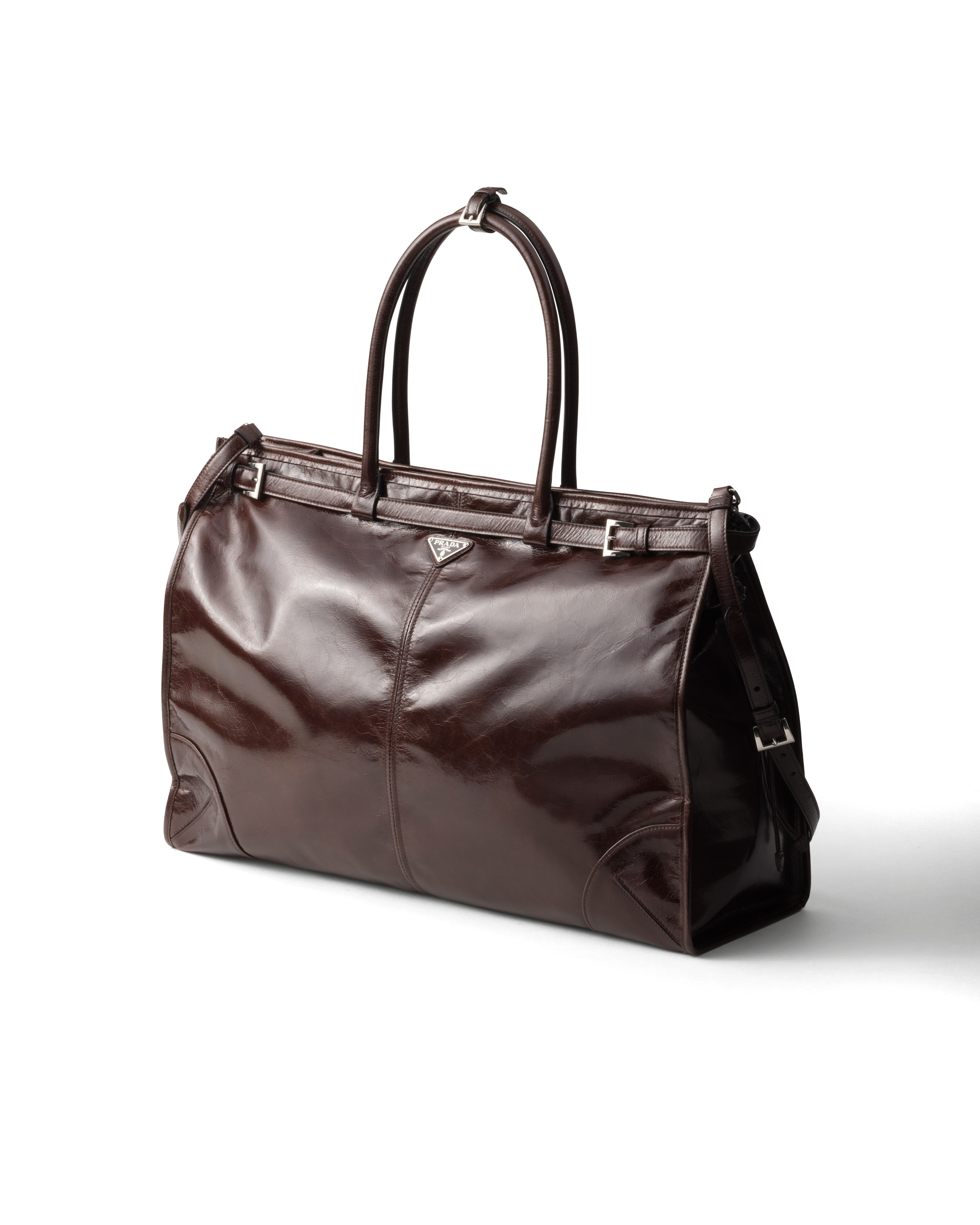 Prada Chocolate Leather Large Shopping Bag In Dunkelbraun