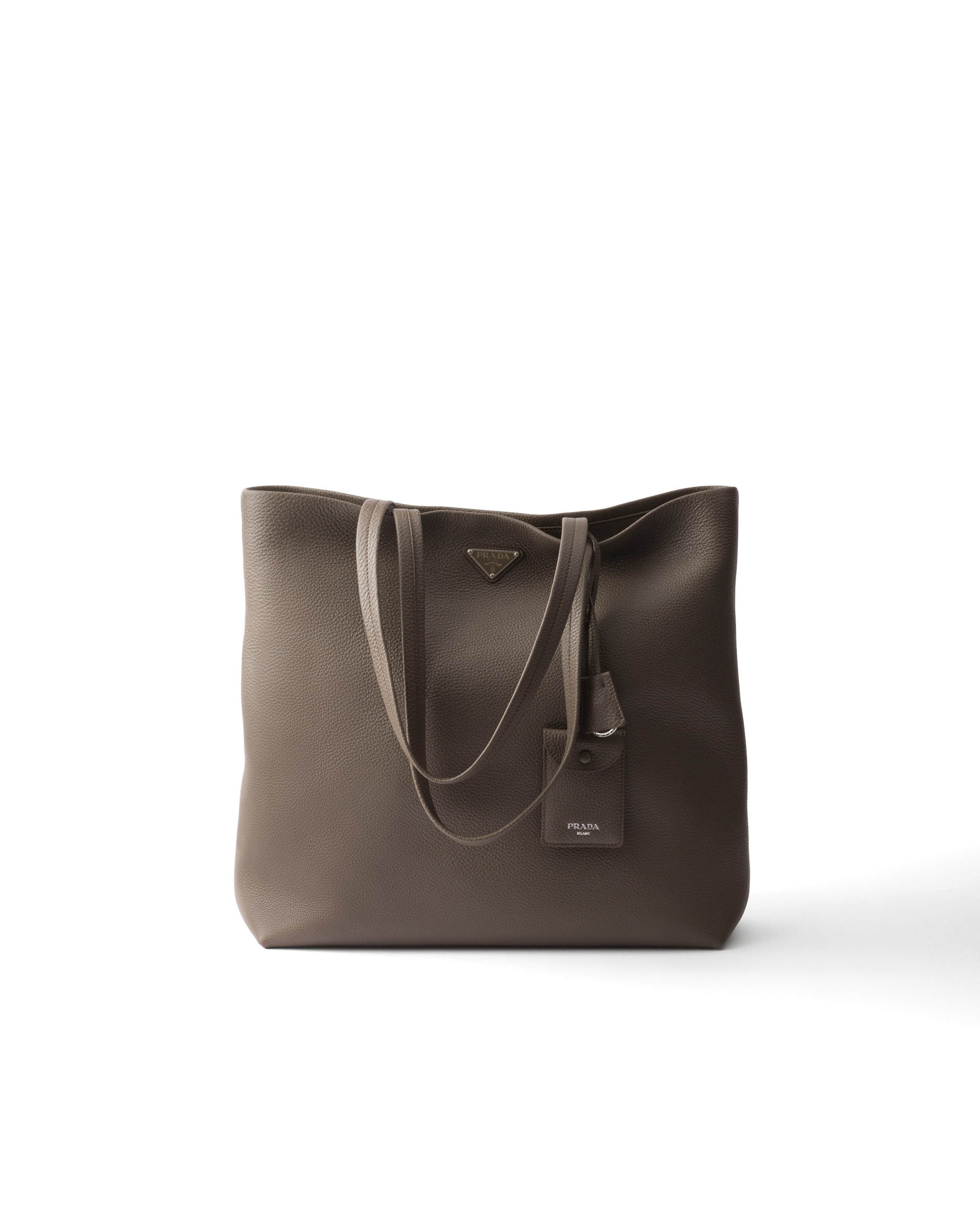 Prada Tote Bag Aus Leder, Herren, Bambusgrau