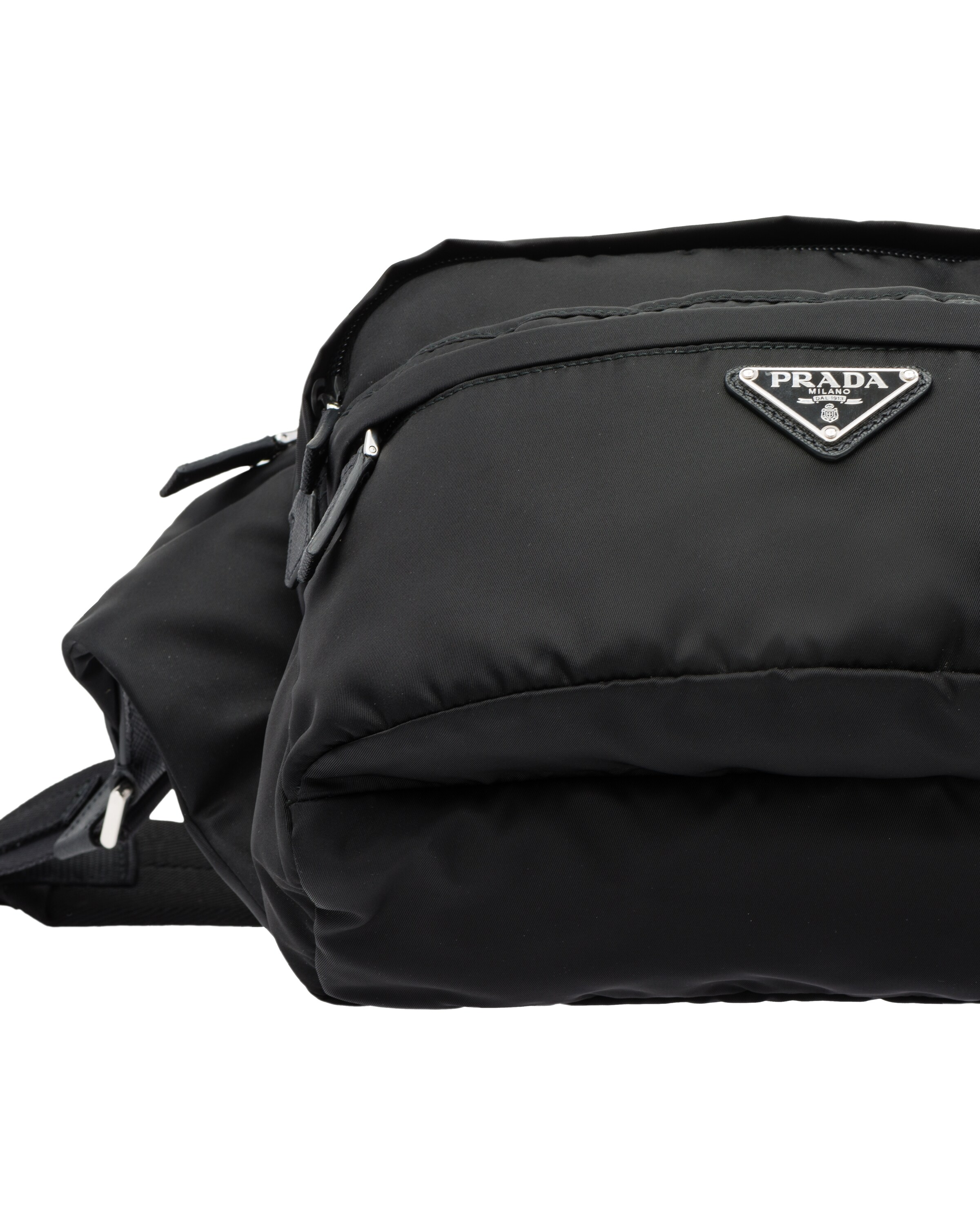 Black Nylon and Saffiano Leather Bag with Strap Prada