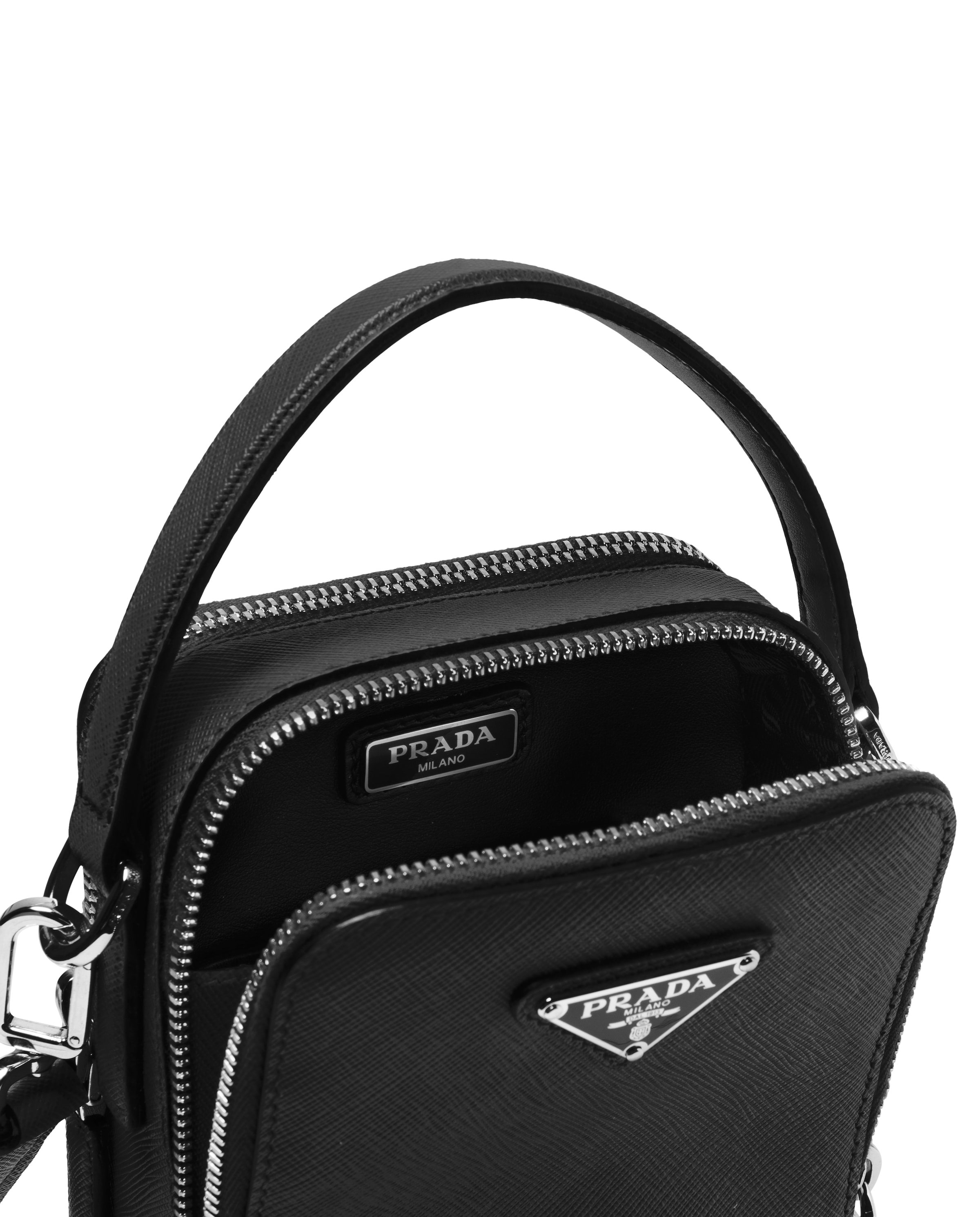 Black Prada Brique Saffiano Leather CrossBody Bag Prada
