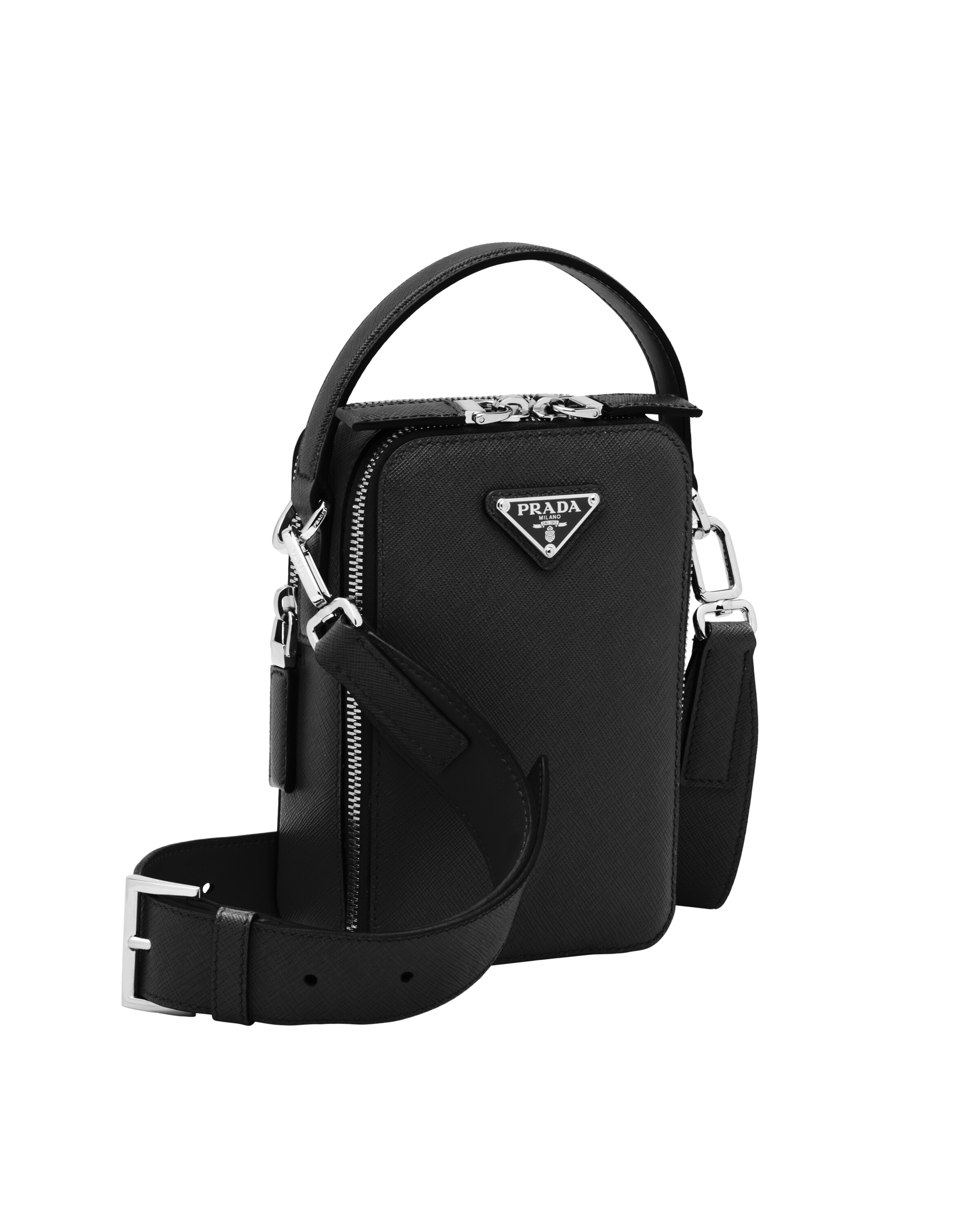 Black Prada Brique Saffiano Leather CrossBody Bag Prada