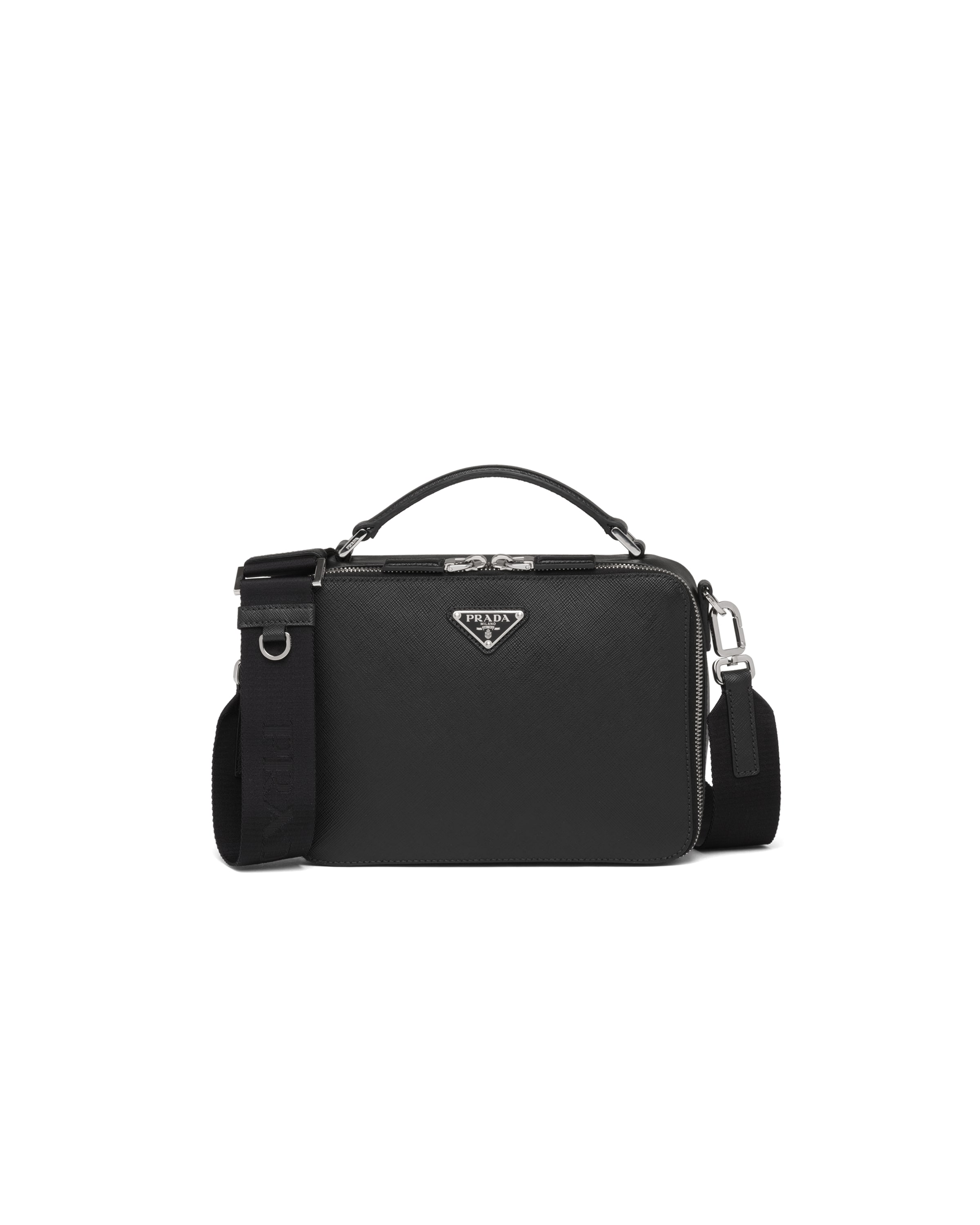 Borsa Prada Brique Medium In Saffiano, Uomo, Nero