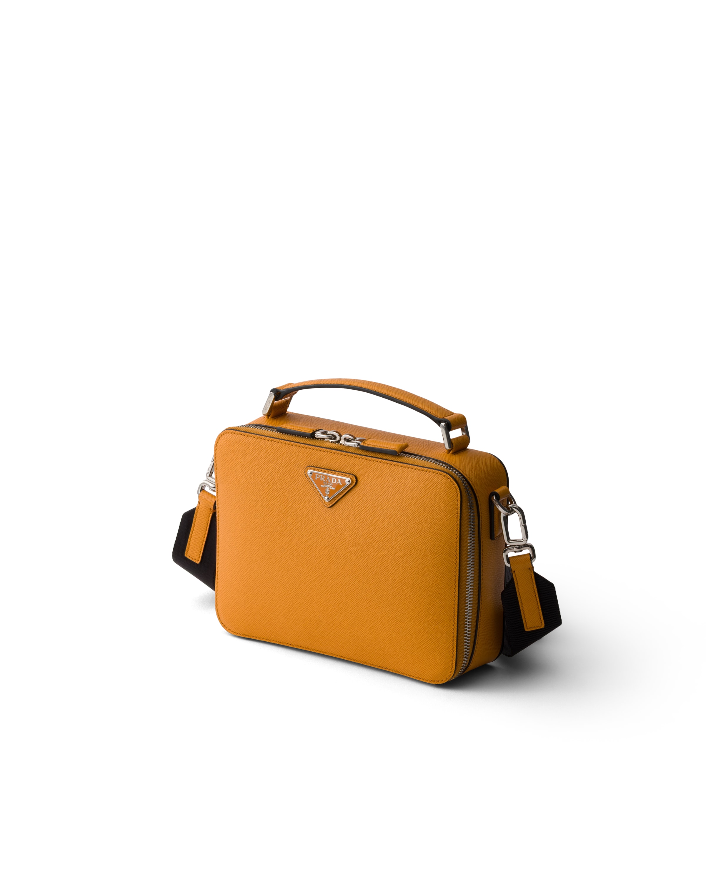 Prada Brique Medium Saffiano Leather Bag In Orange