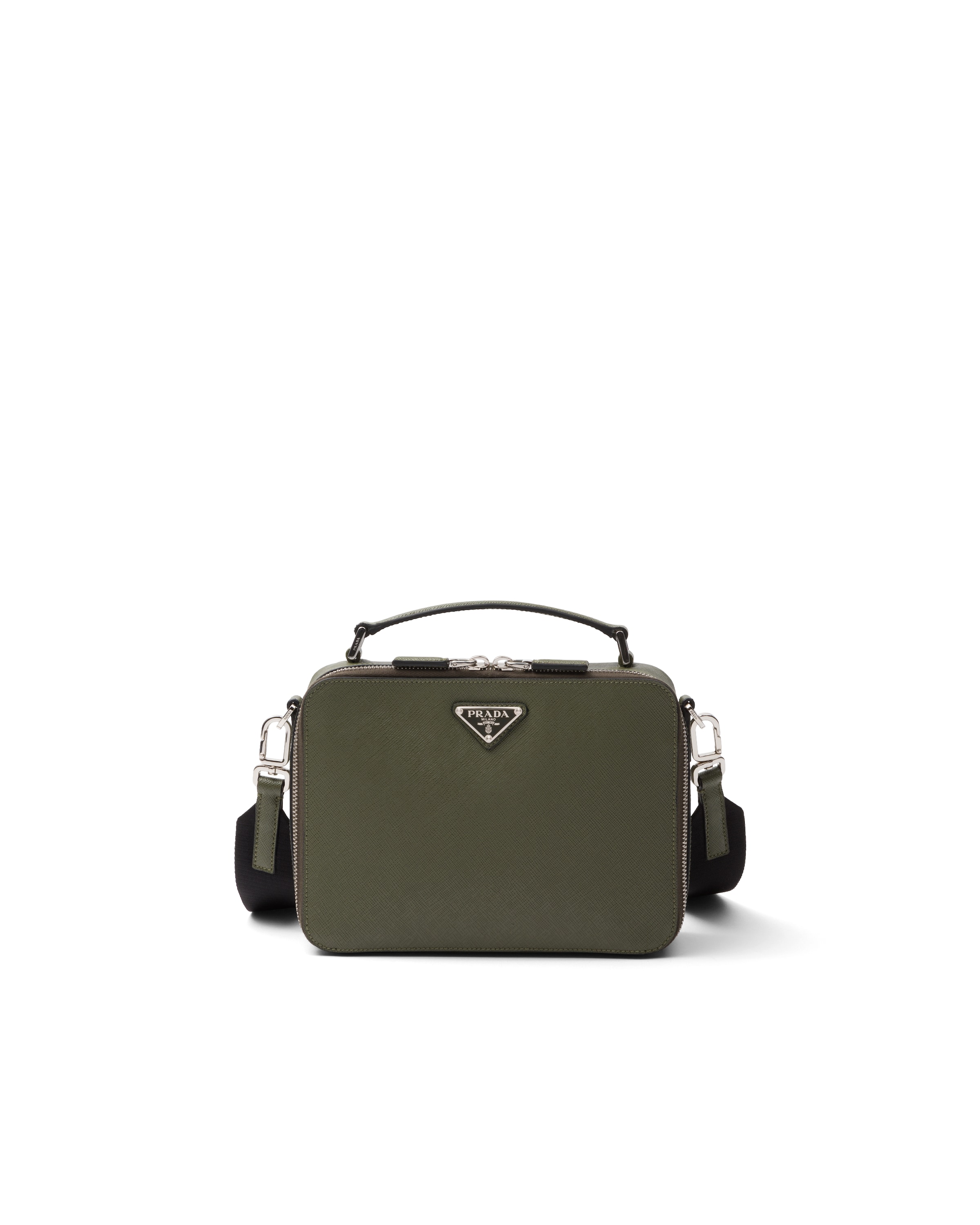Borsa Prada Brique Medium In Saffiano, Uomo, Loden
