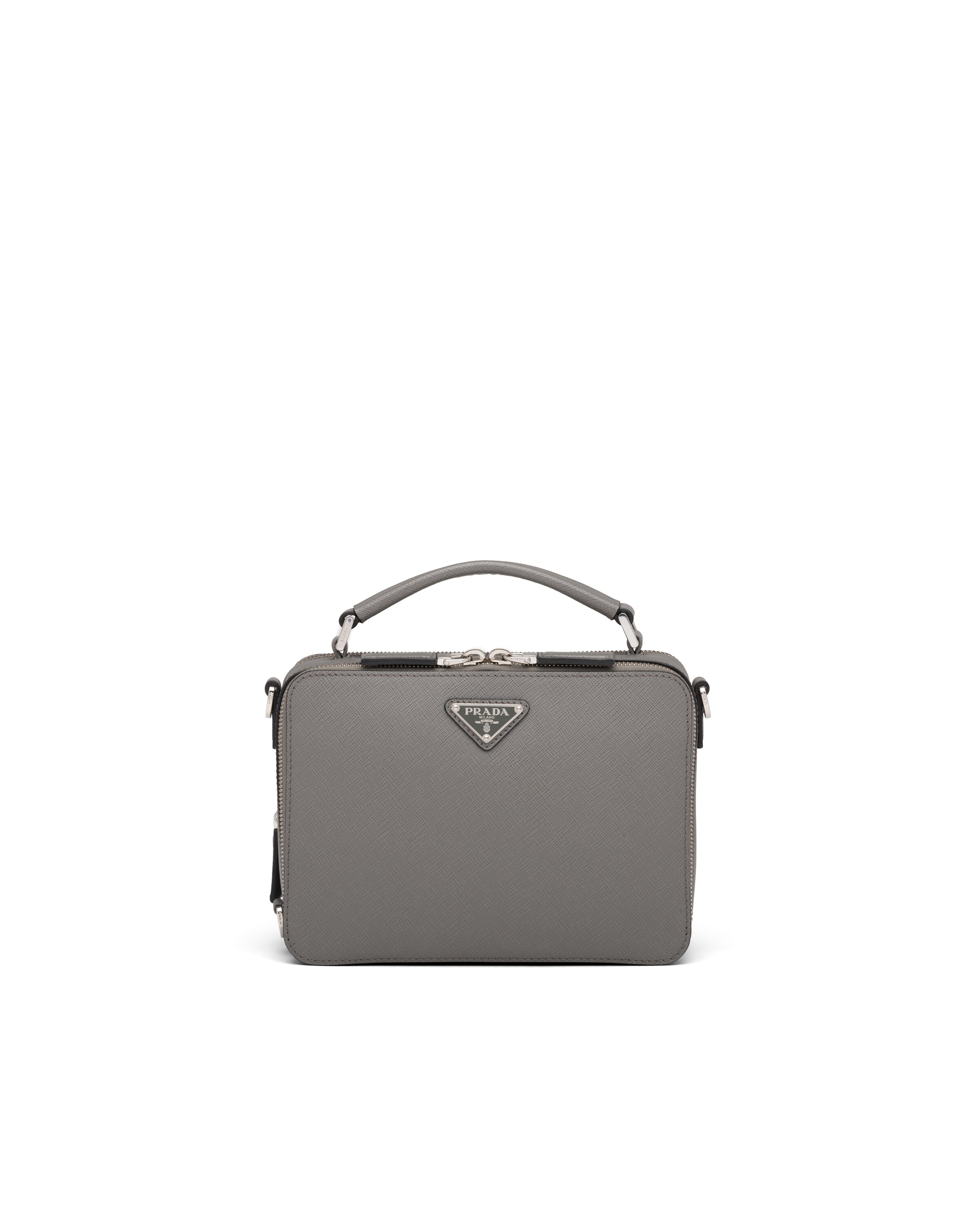 Marble Gray Prada Brique Saffiano Leather CrossBody Bag Prada