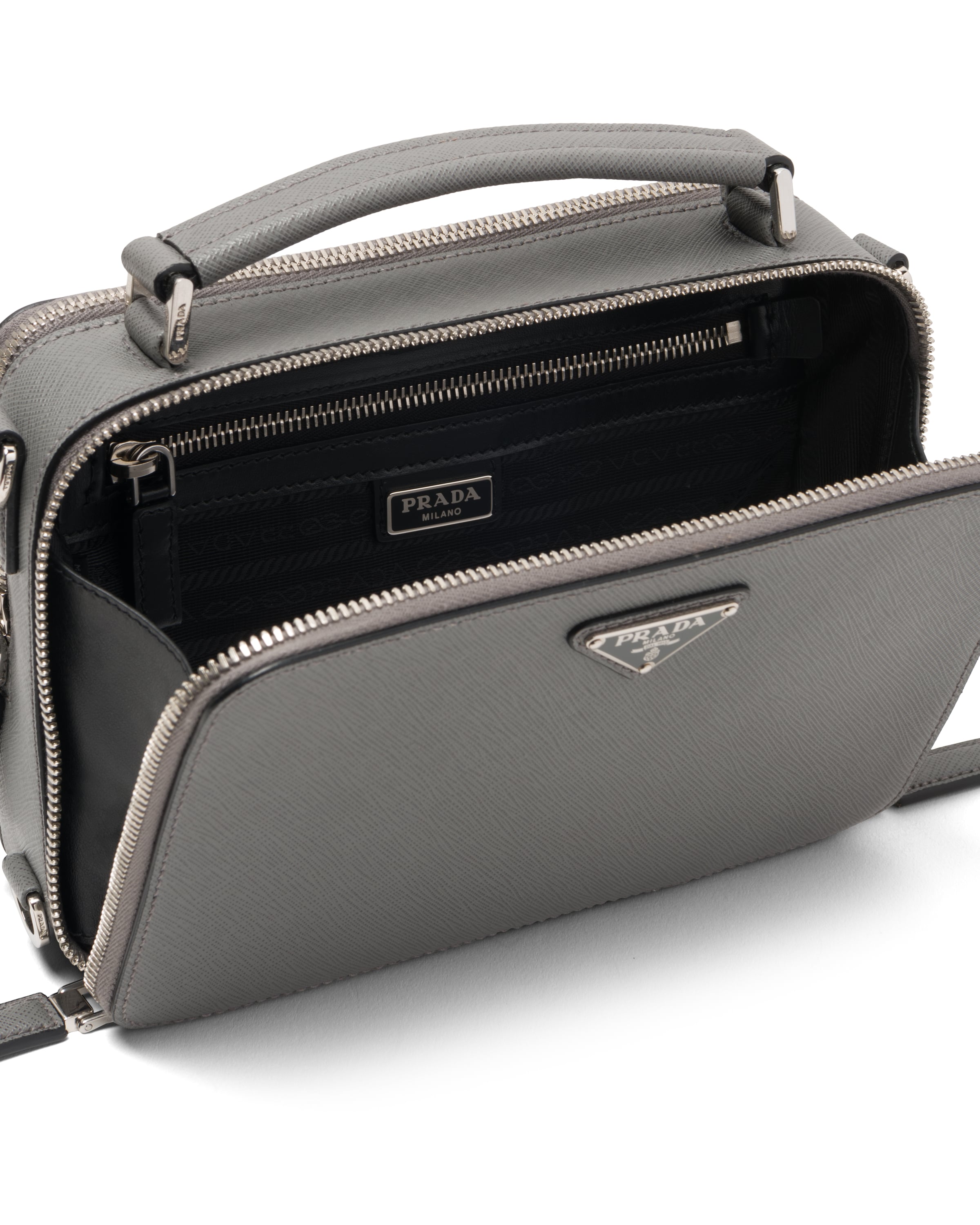 Marble Gray Prada Brique Saffiano Leather CrossBody Bag Prada